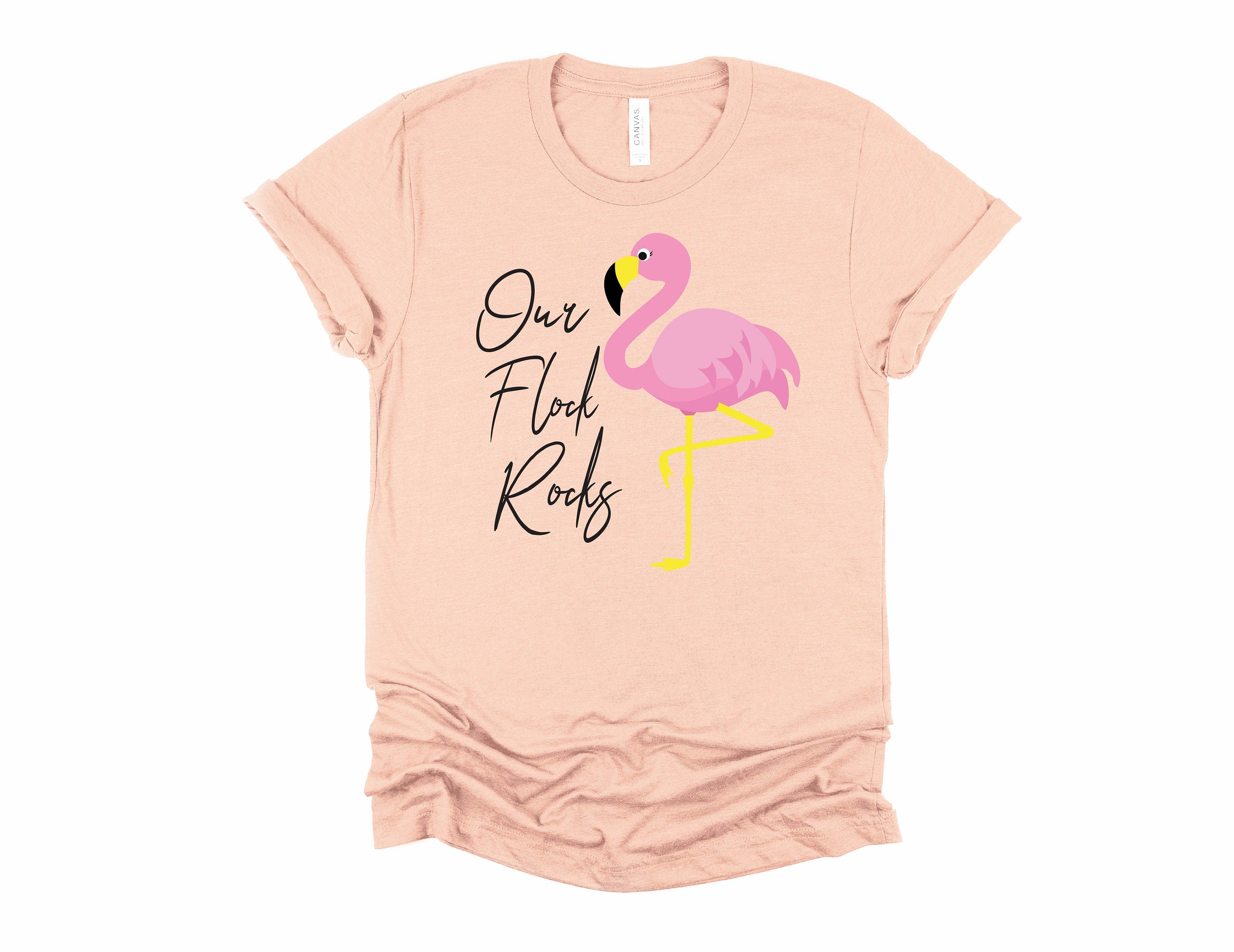Our Flock Rocks Flamingo Tee - Summer Vacation Shirt