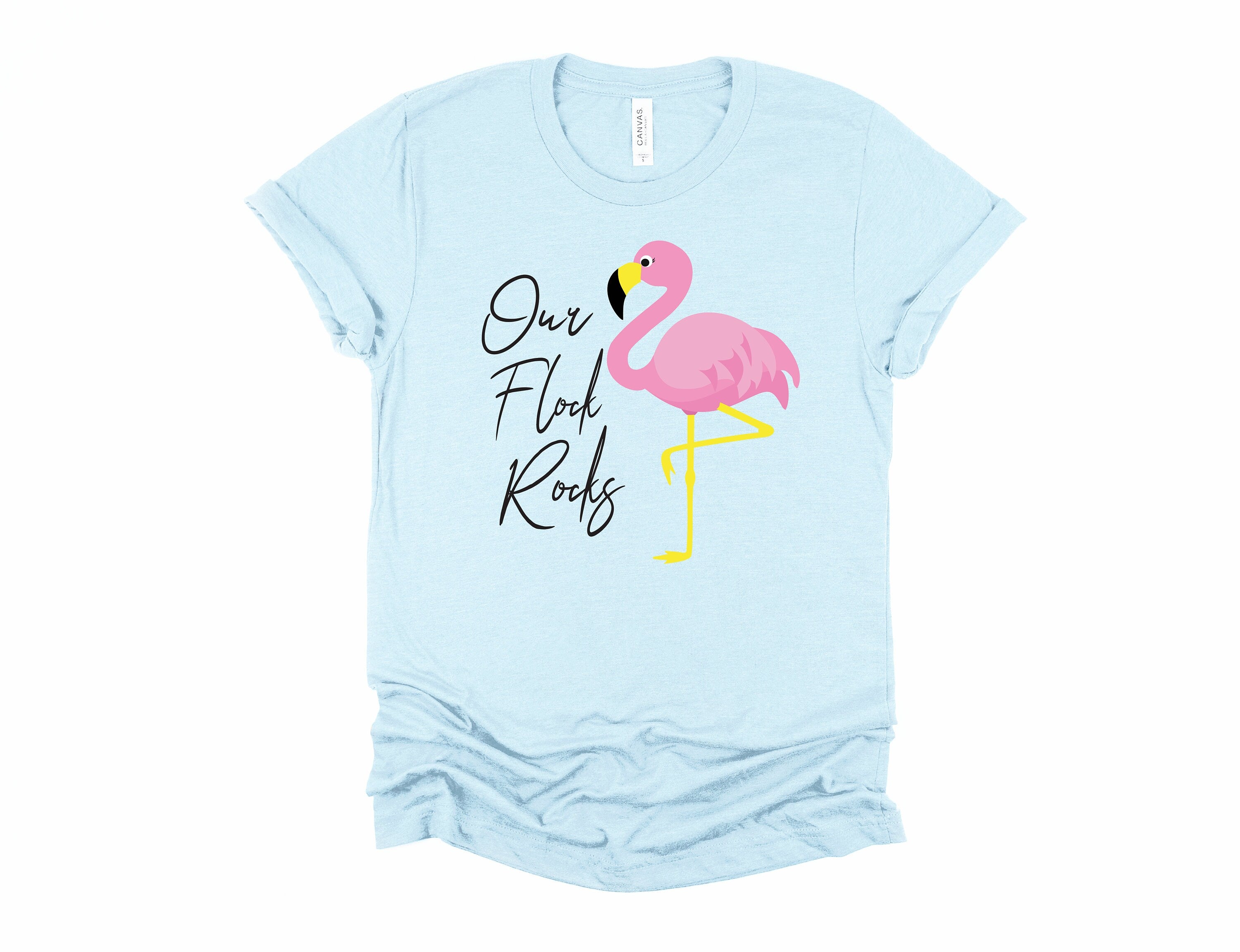 Our Flock Rocks Flamingo Tee - Summer Vacation Shirt