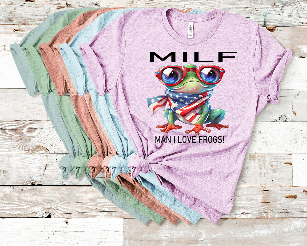 MILF Man I Love Frogs T-Shirt, Patriotic Frog July 4th Tee
