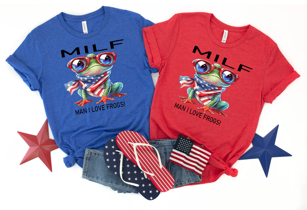 MILF Man I Love Frogs T-Shirt, Patriotic Frog July 4th Tee
