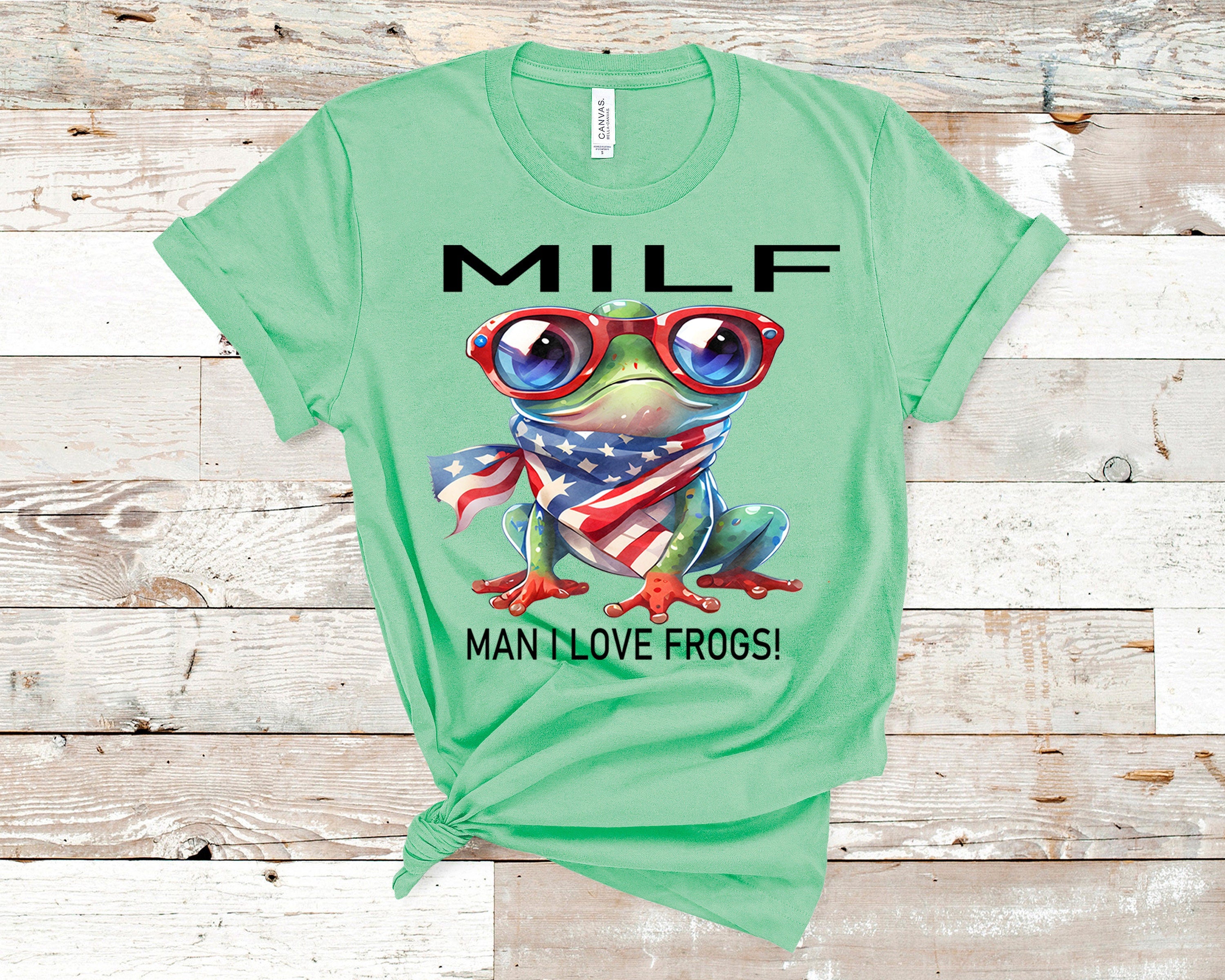 MILF Man I Love Frogs T-Shirt, Patriotic Frog July 4th Tee