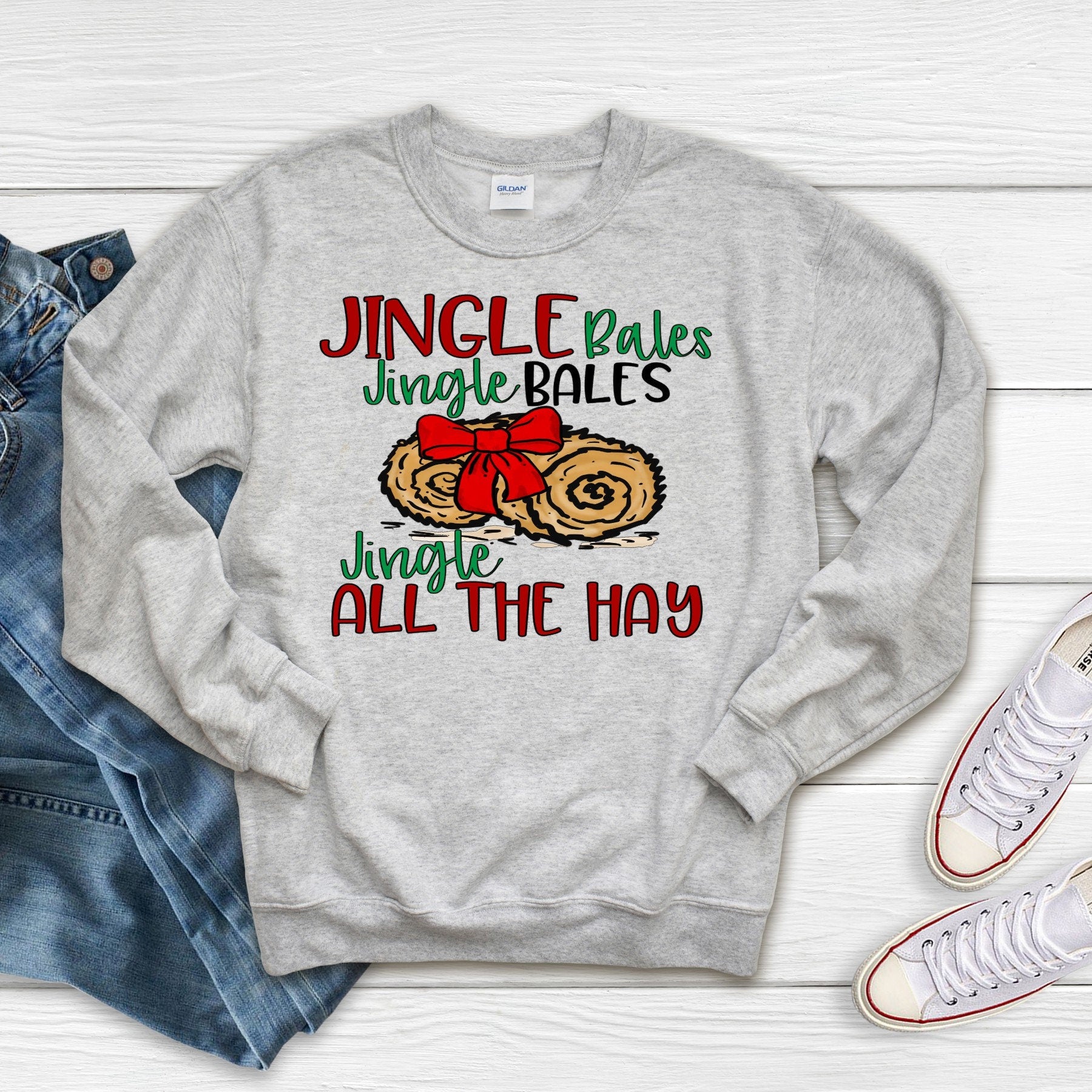 Jingle All The Hay Sweatshirt: Christmas Farm Bales, Horse Lover Gift