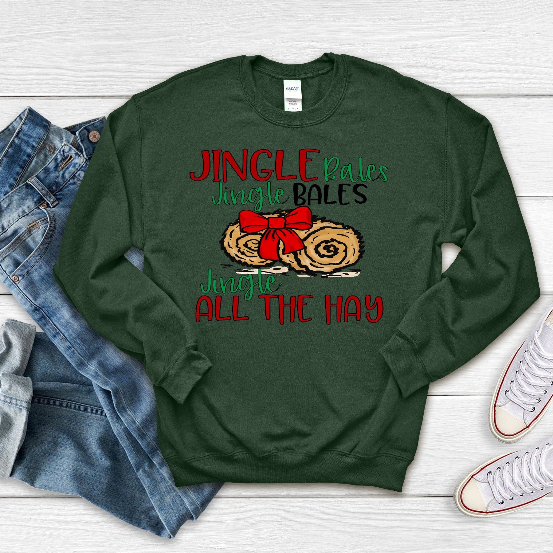 Jingle All The Hay Sweatshirt: Christmas Farm Bales, Horse Lover Gift