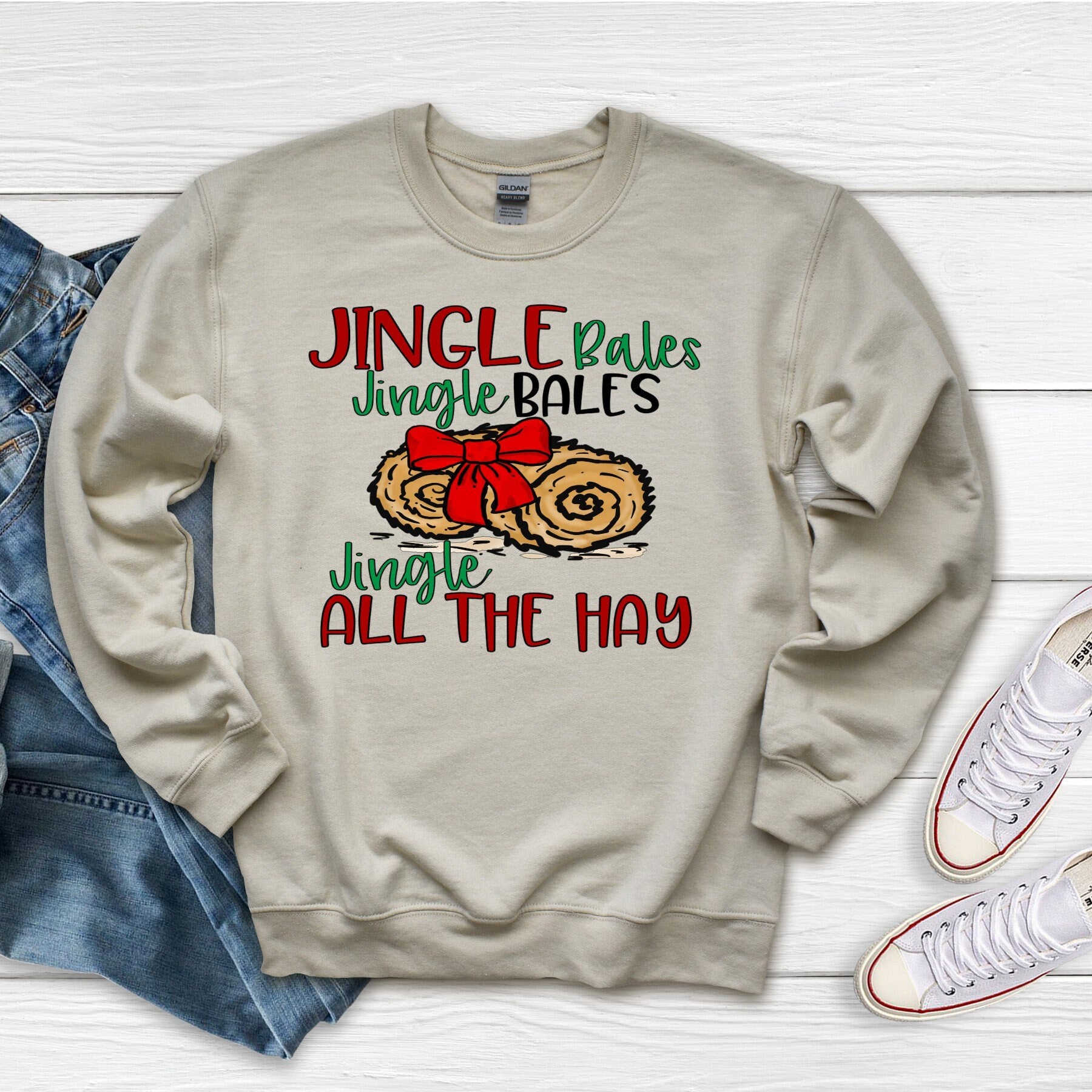 Jingle All The Hay Sweatshirt: Christmas Farm Bales, Horse Lover Gift
