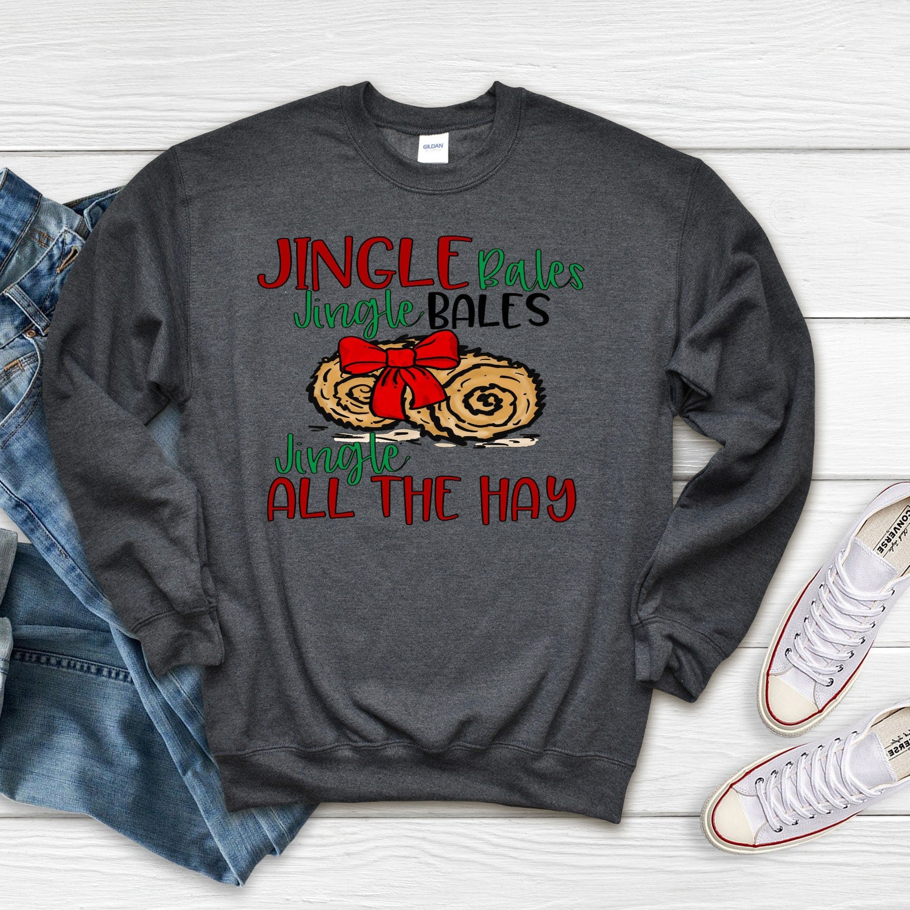 Jingle All The Hay Sweatshirt: Christmas Farm Bales, Horse Lover Gift