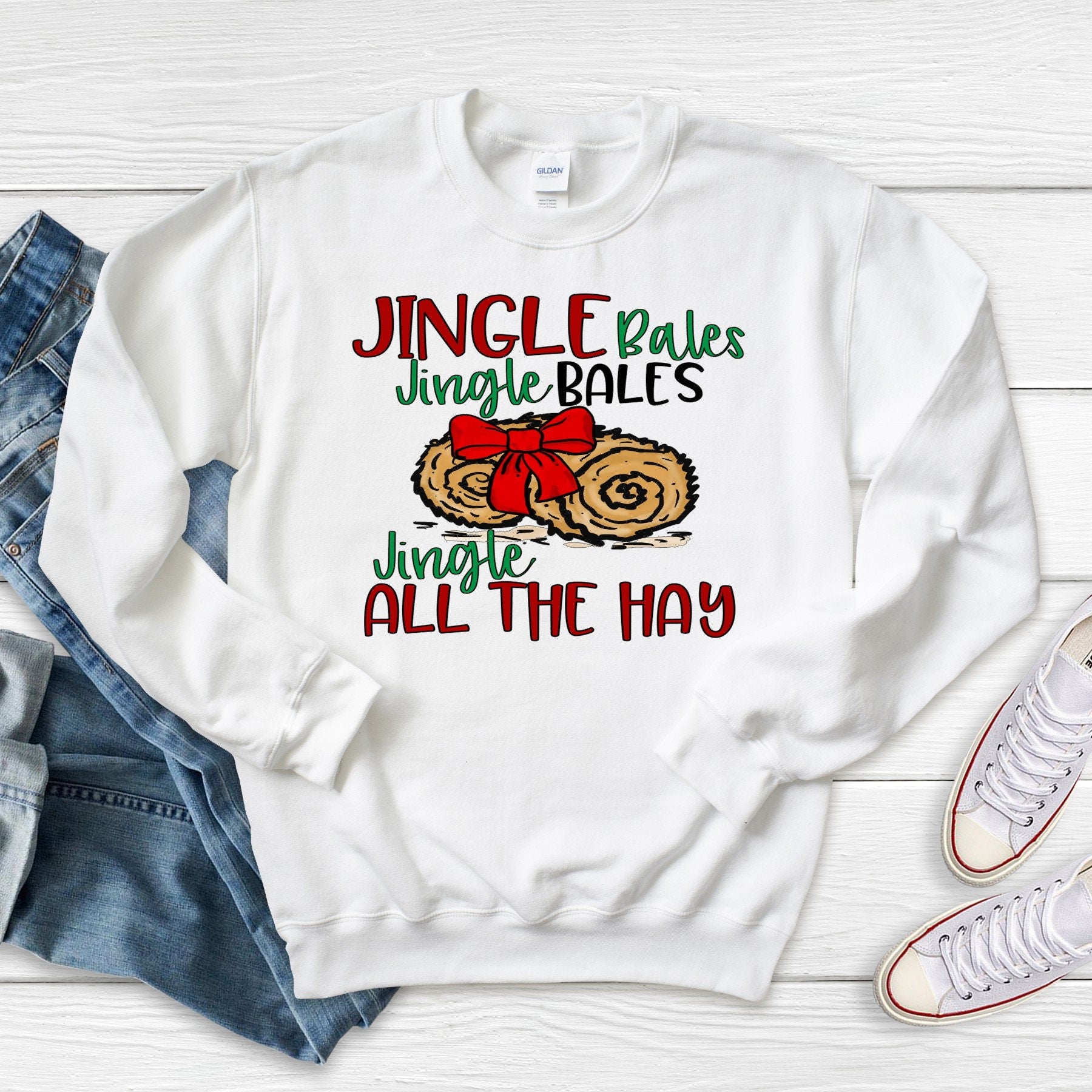 Jingle All The Hay Sweatshirt: Christmas Farm Bales, Horse Lover Gift