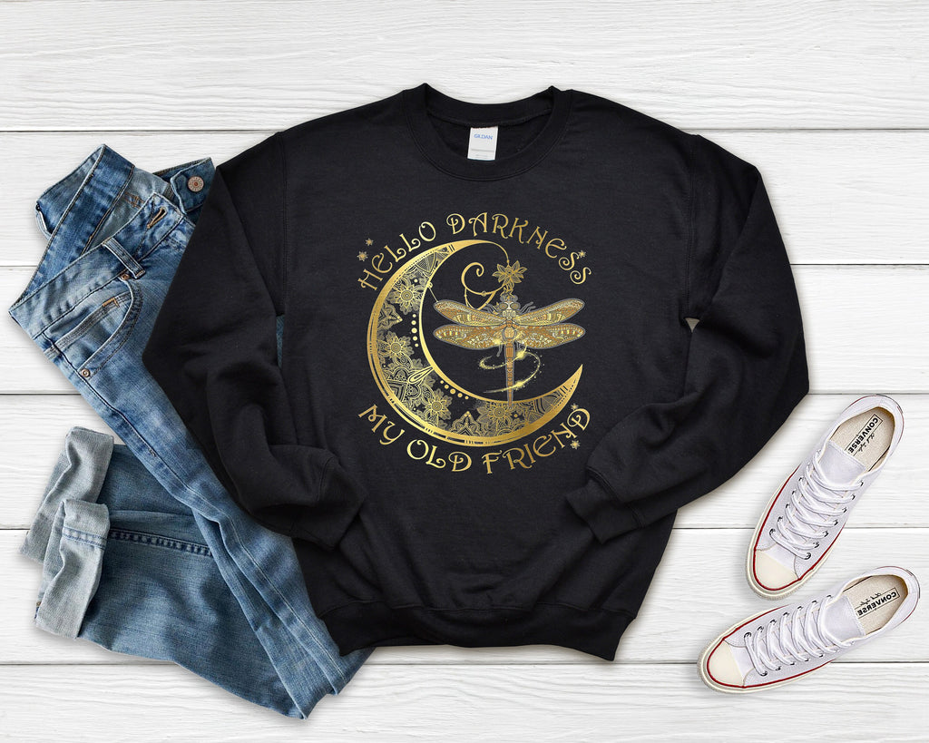 Gold Moon Dragonfly Shirt: Hello Darkness My Old Friend