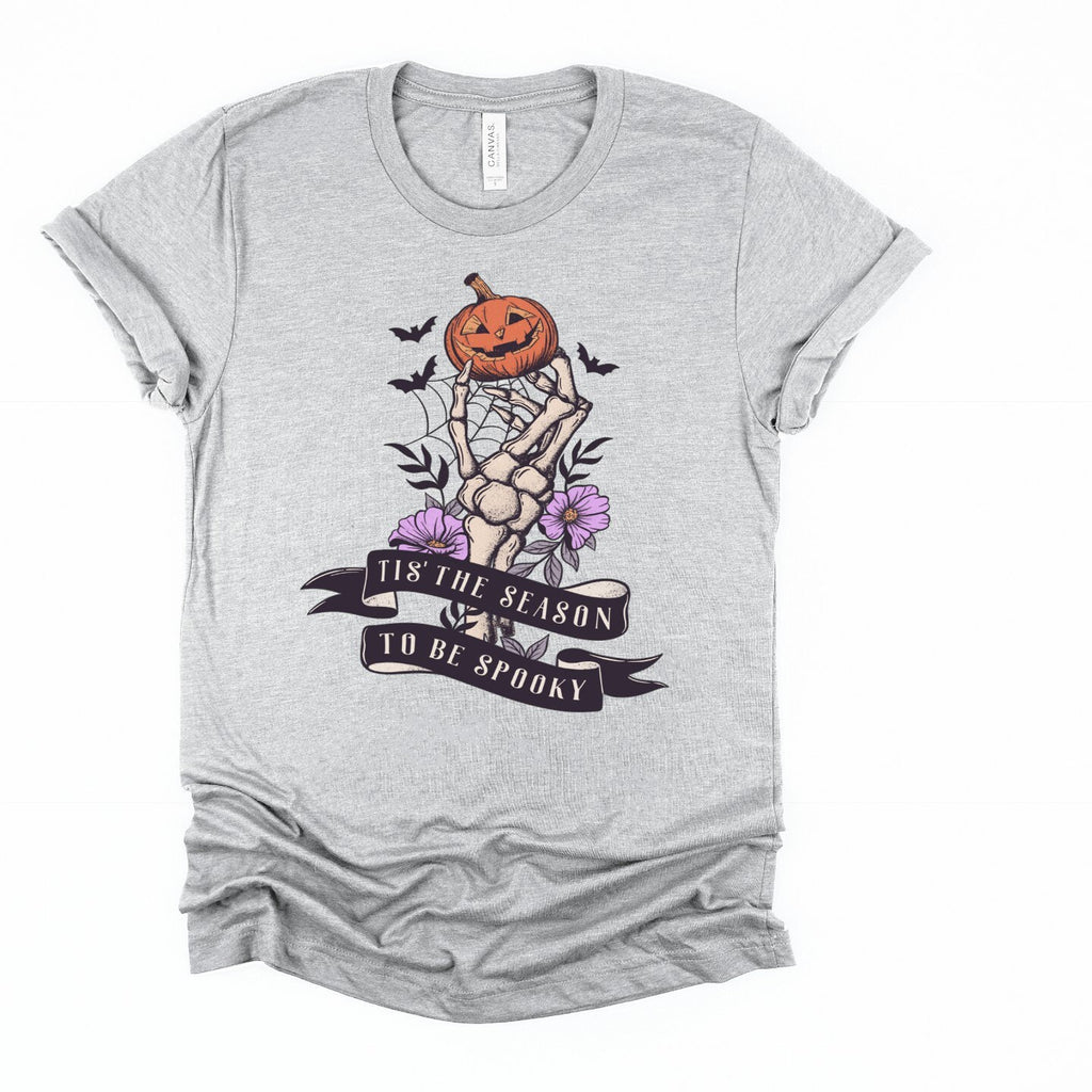 Spooky Season T-Shirt: Skeleton Hand & Pumpkin Halloween Tee