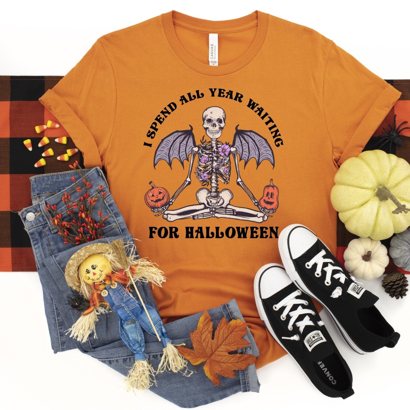 Skeleton Wings Halloween T-Shirt: Spooky Season Apparel
