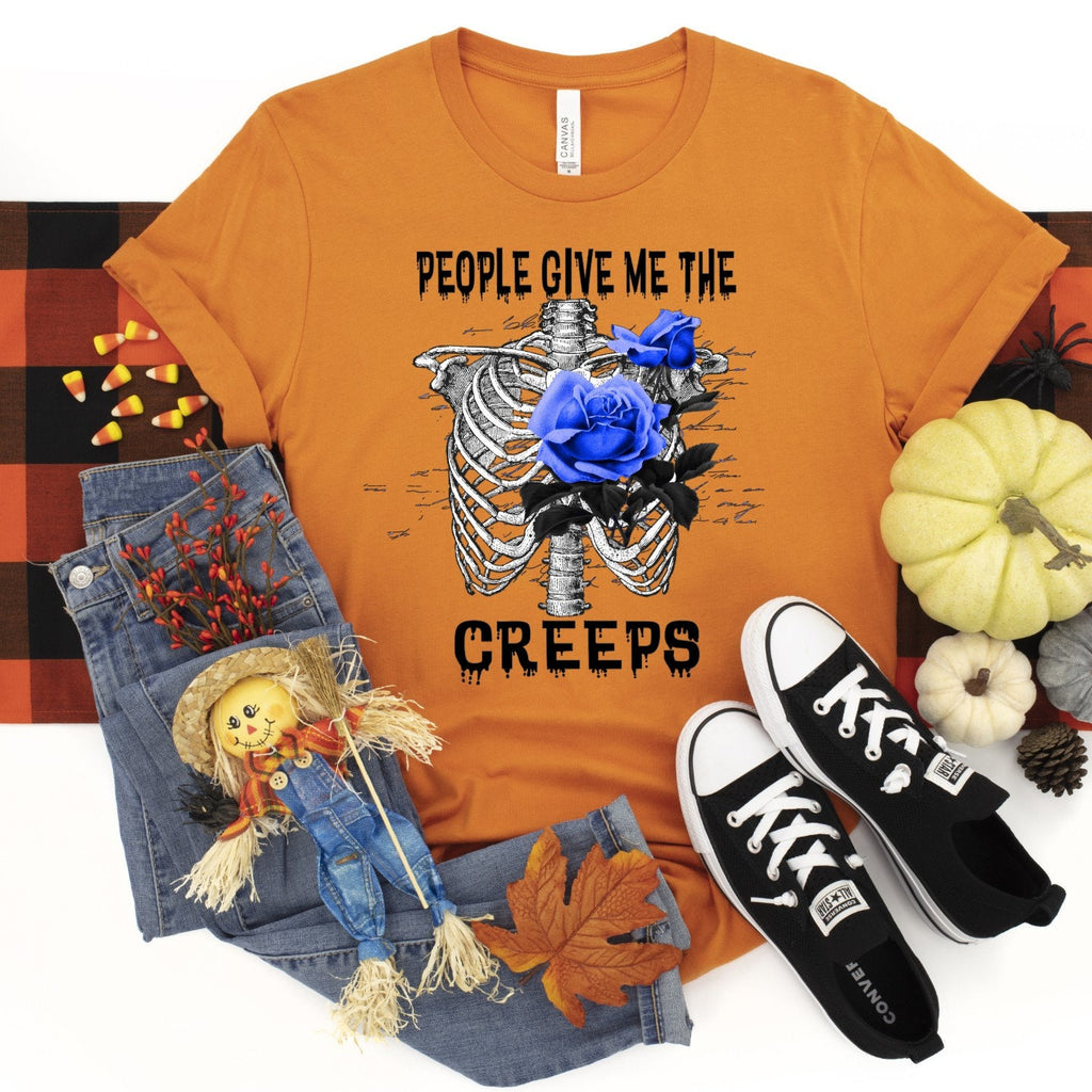 Skeleton Floral T-Shirt: Gothic Macabre Tee, People Give Me The Creeps