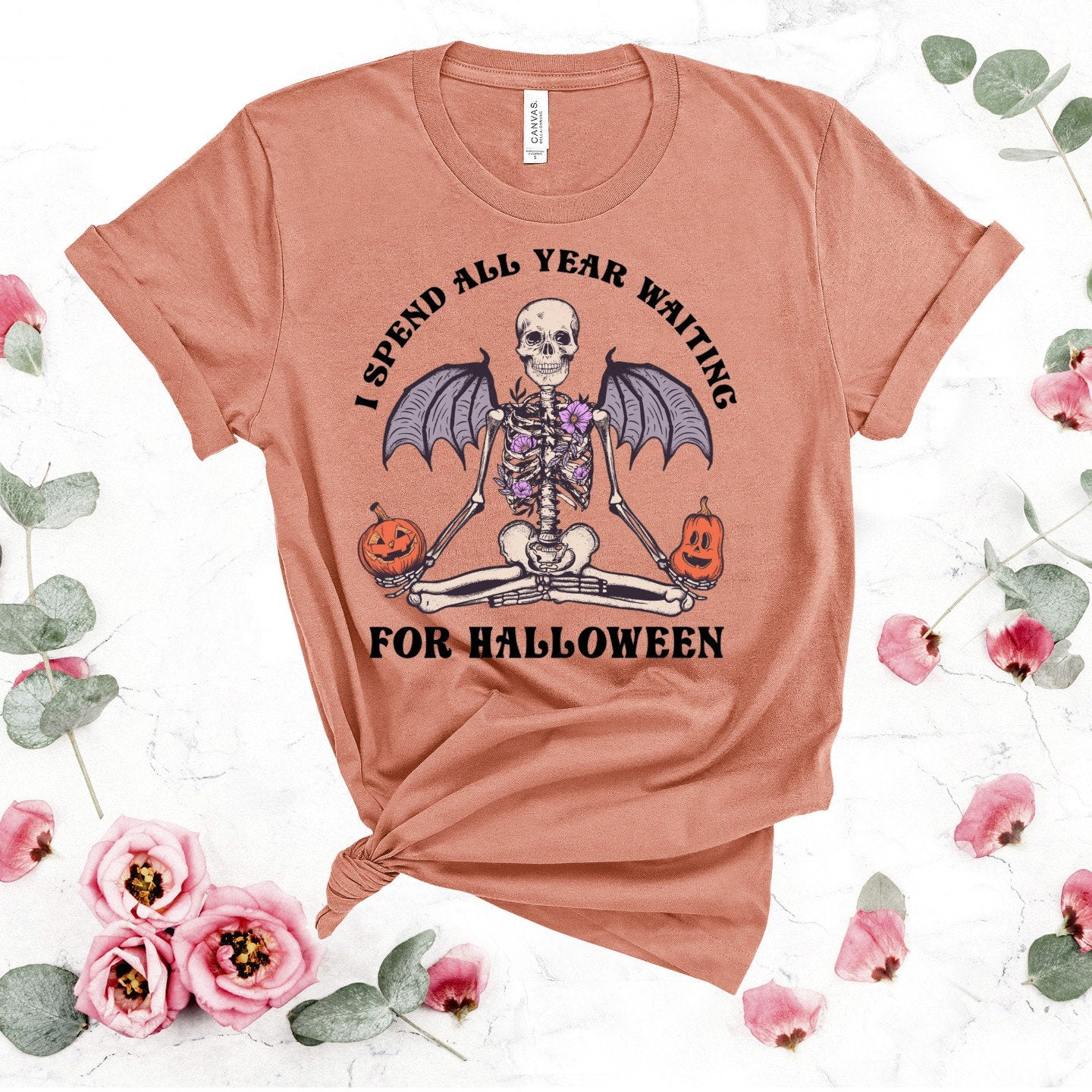 Skeleton Wings Halloween T-Shirt: Spooky Season Apparel
