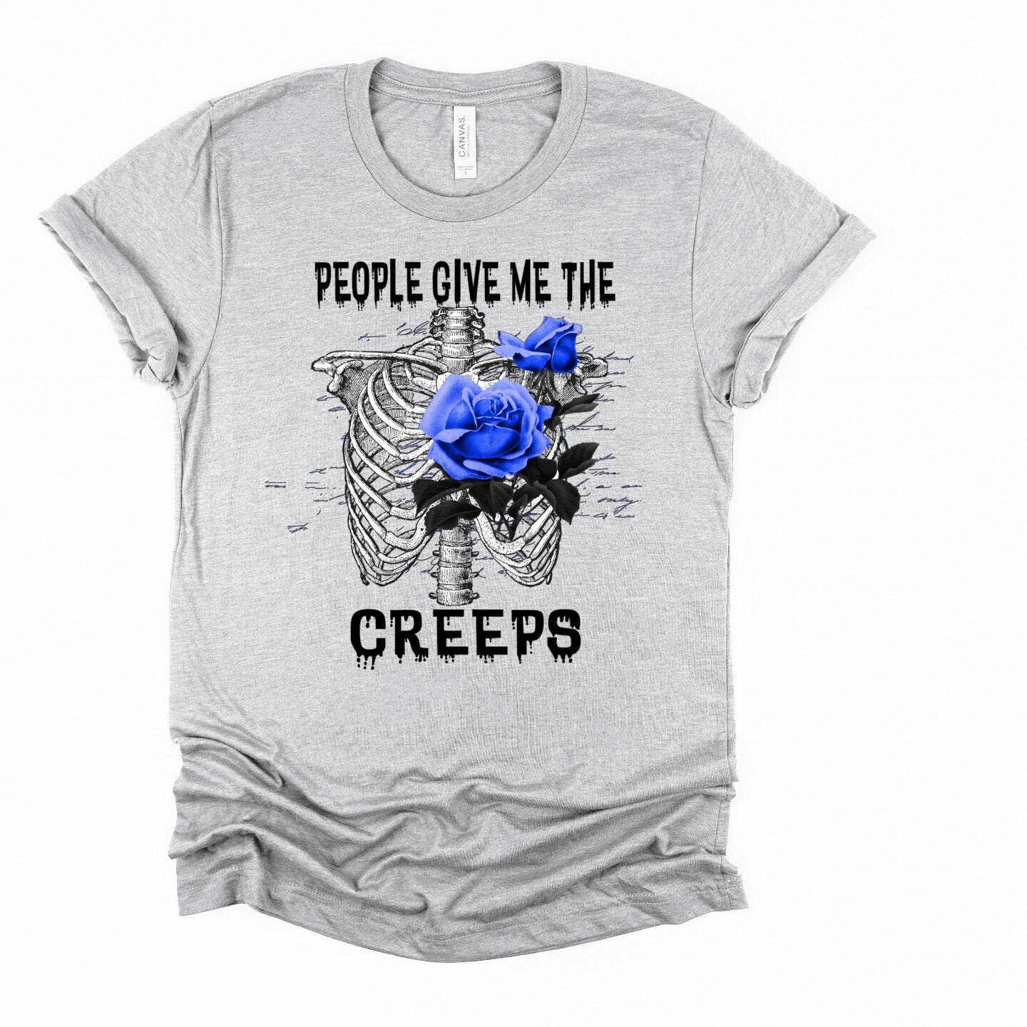 Skeleton Floral T-Shirt: Gothic Macabre Tee, People Give Me The Creeps