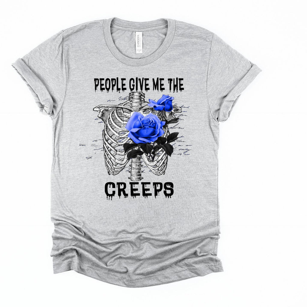 Skeleton Floral T-Shirt: Gothic Macabre Tee, People Give Me The Creeps