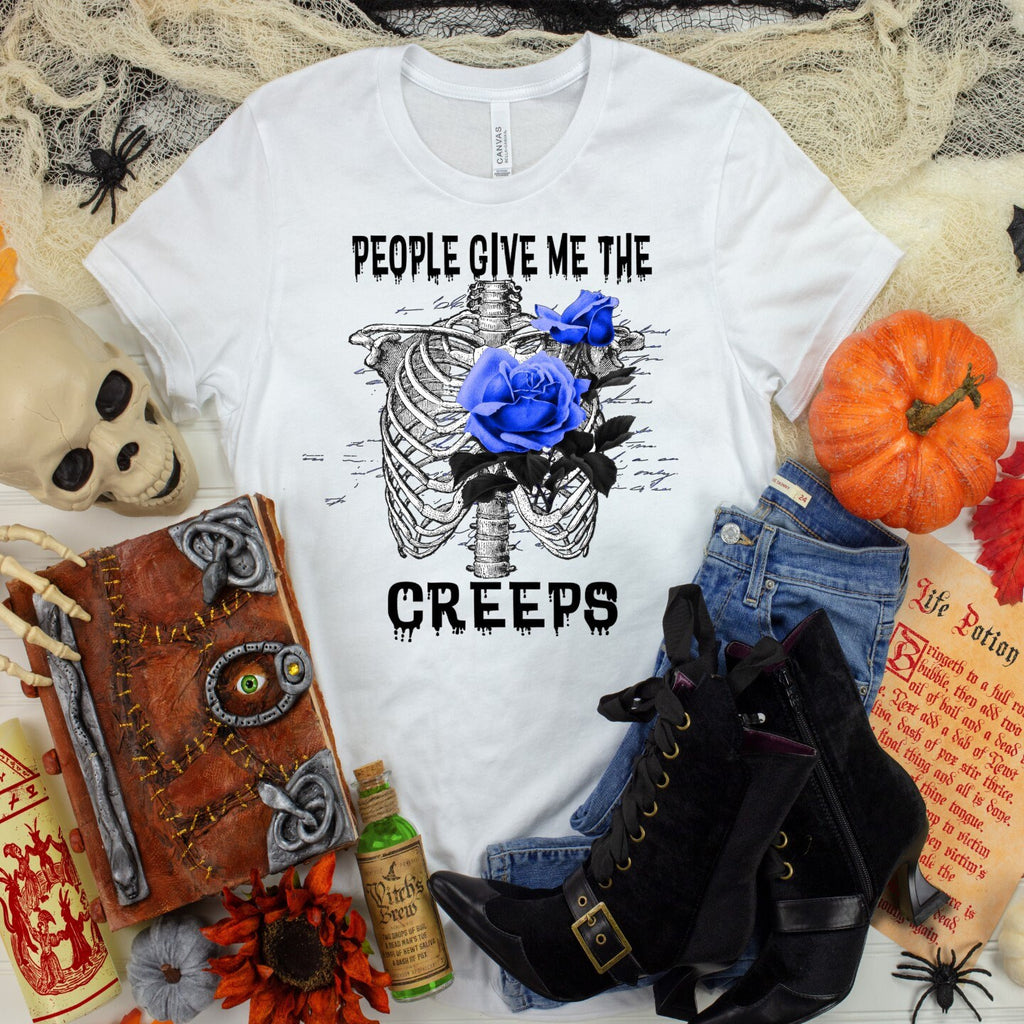 Skeleton Floral T-Shirt: Gothic Macabre Tee, People Give Me The Creeps
