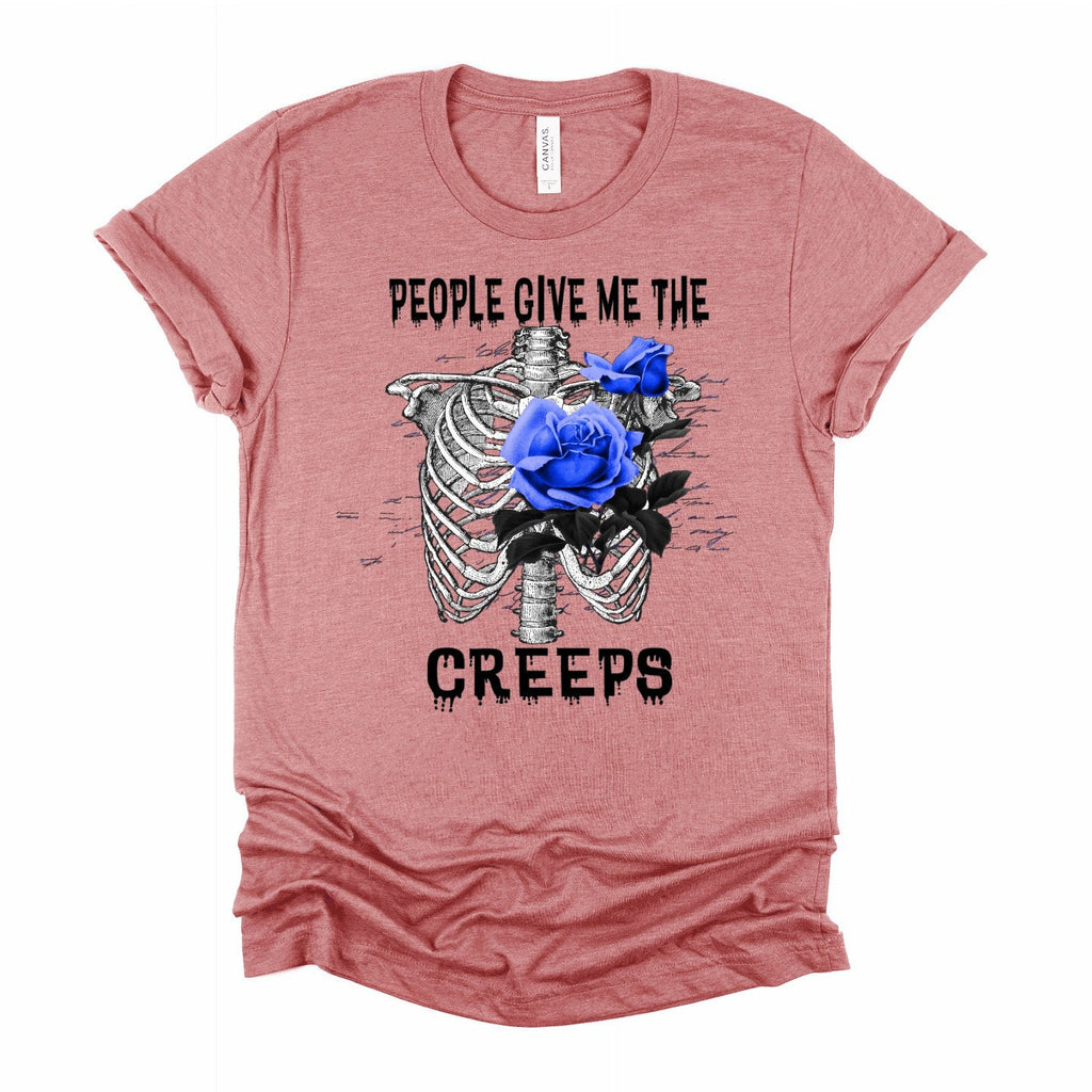 Skeleton Floral T-Shirt: Gothic Macabre Tee, People Give Me The Creeps