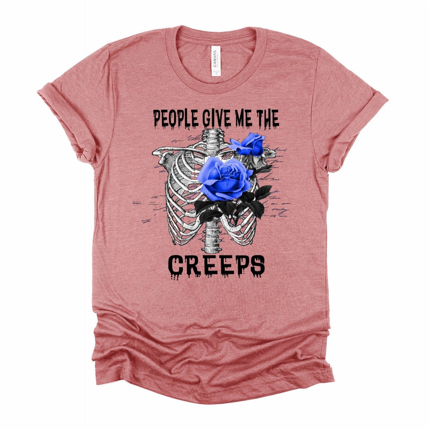 Skeleton Floral T-Shirt: Gothic Macabre Tee, People Give Me The Creeps