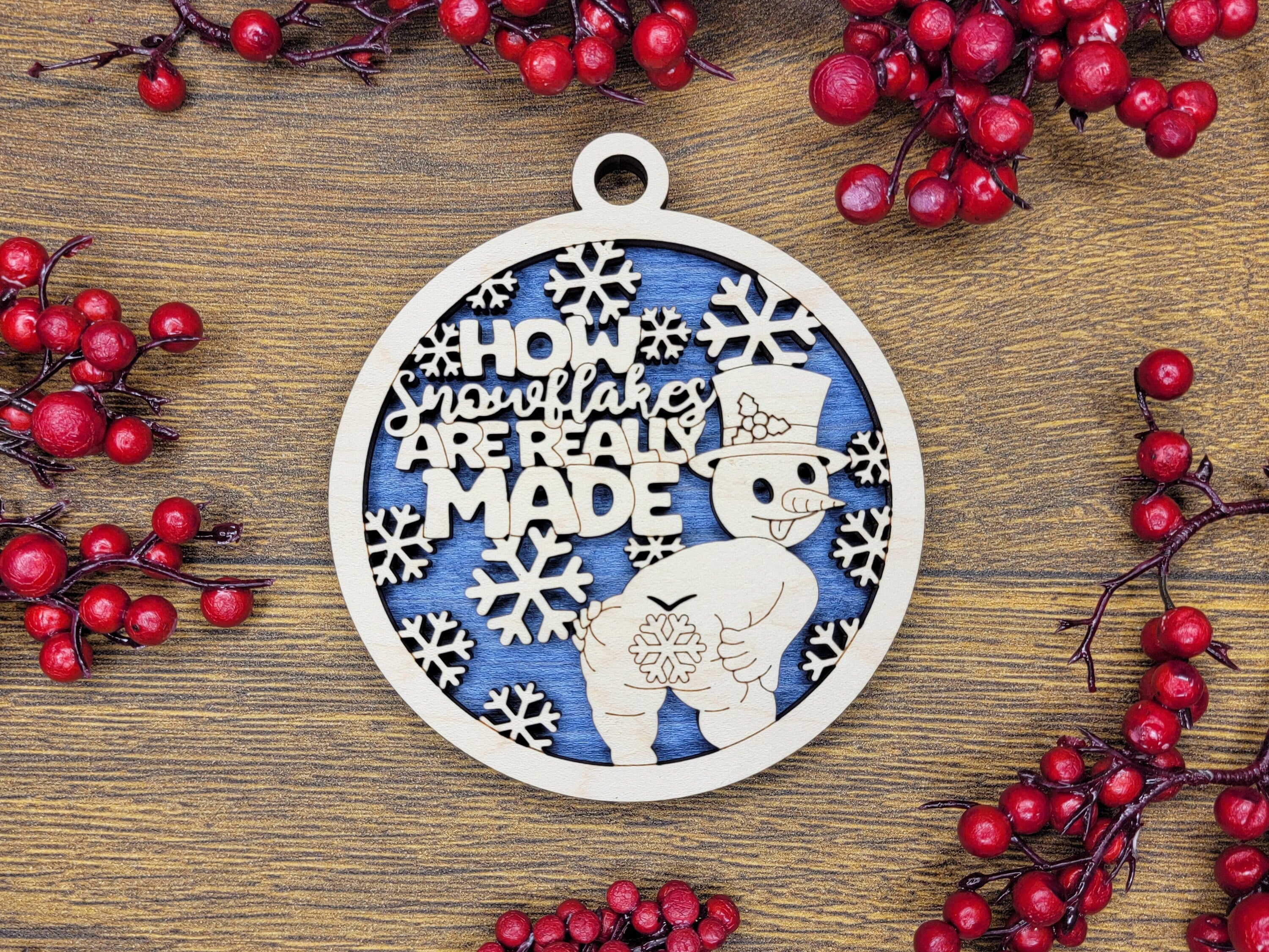 Ornament, Naughty Christmas, Holiday Decorations 4 Inch Laser Cut and Engraved Wooden, Let's Get Elfed Up. Let's Get Lit, Adult Christmas,