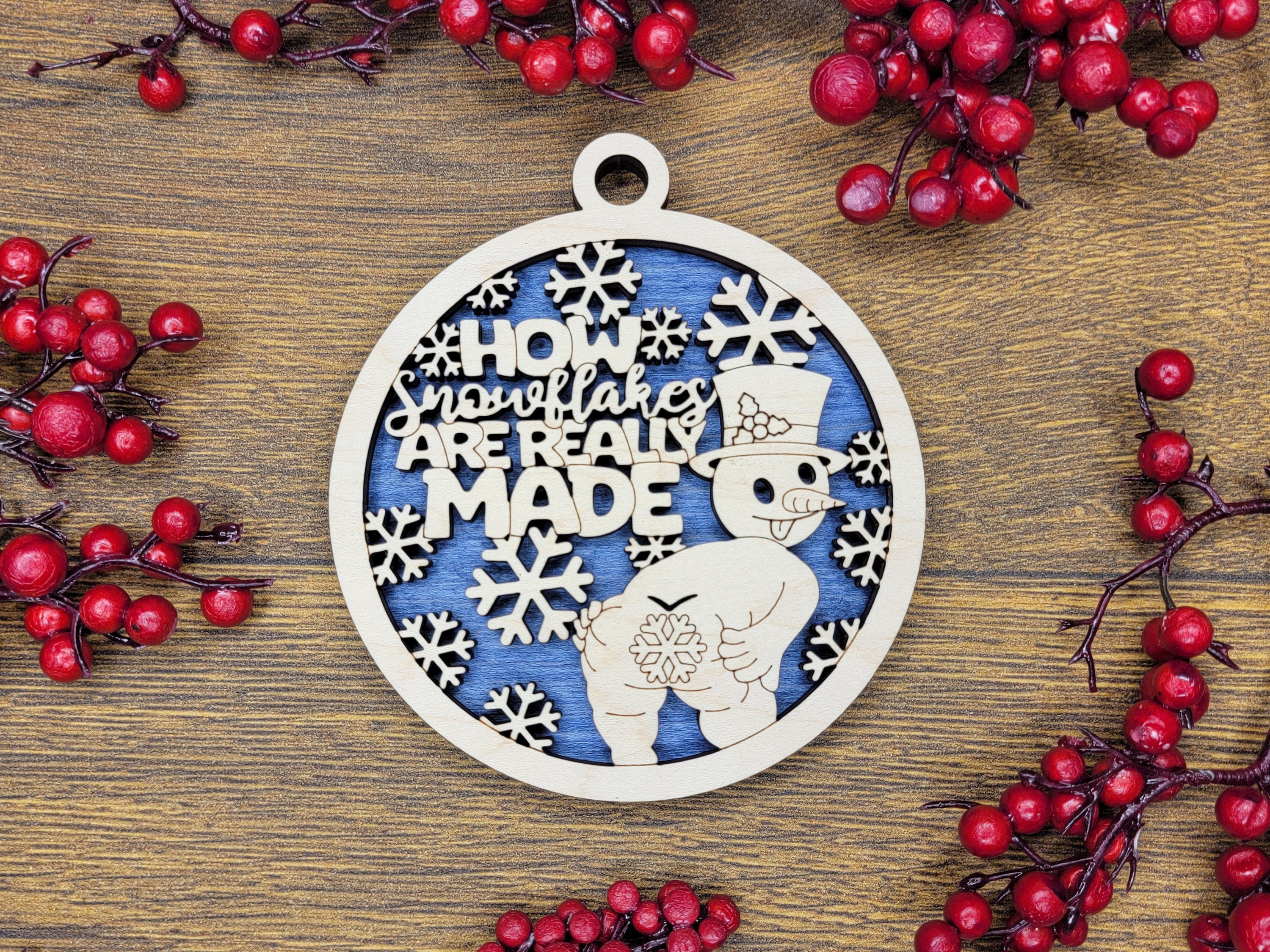 Ornament, Naughty Christmas, Holiday Decorations 4 Inch Laser Cut and Engraved Wooden, Let's Get Elfed Up. Let's Get Lit, Adult Christmas,