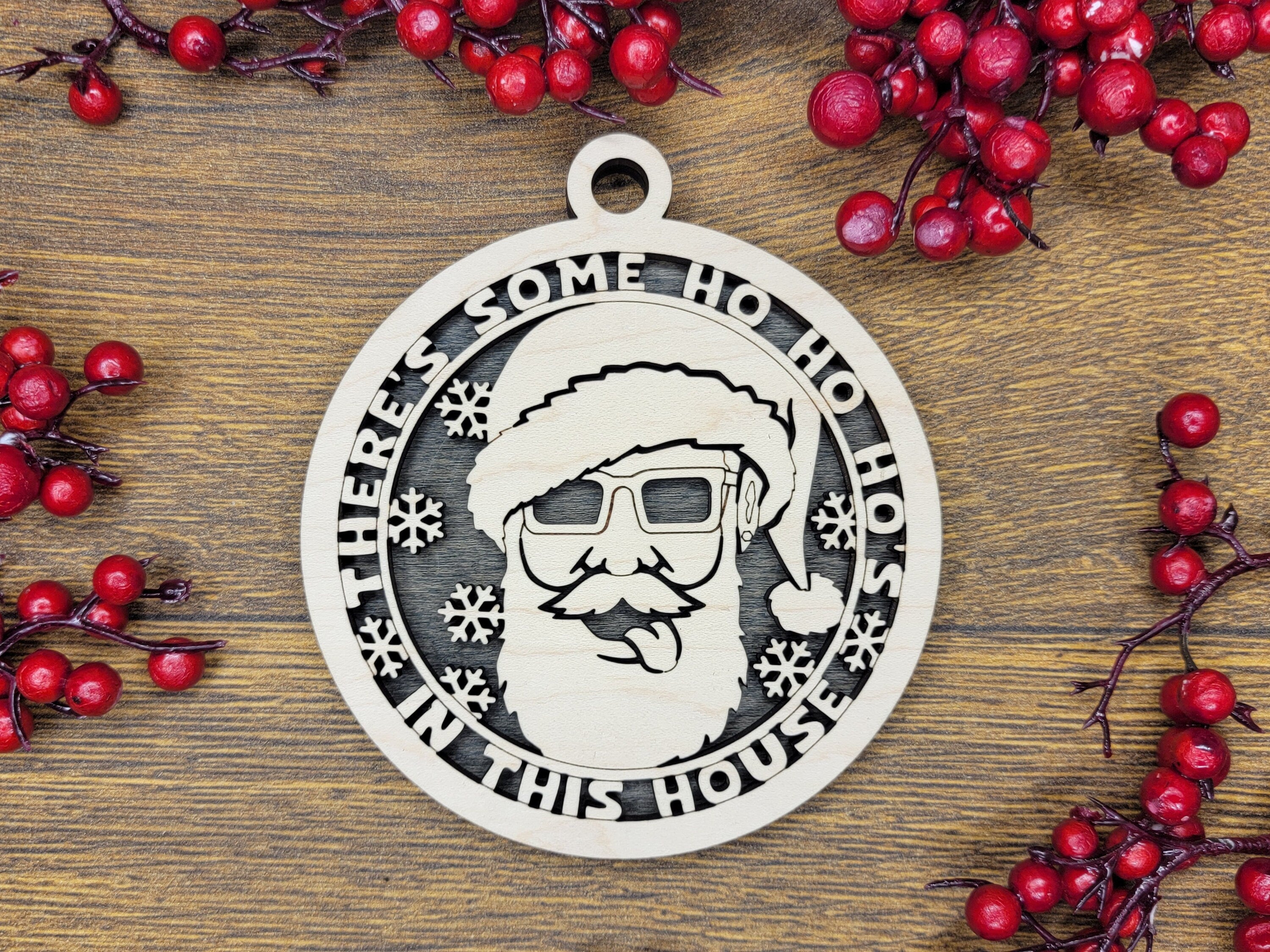 Ornament, Naughty Christmas, Holiday Decorations 4 Inch Laser Cut and Engraved Wooden, Let's Get Elfed Up. Let's Get Lit, Adult Christmas,