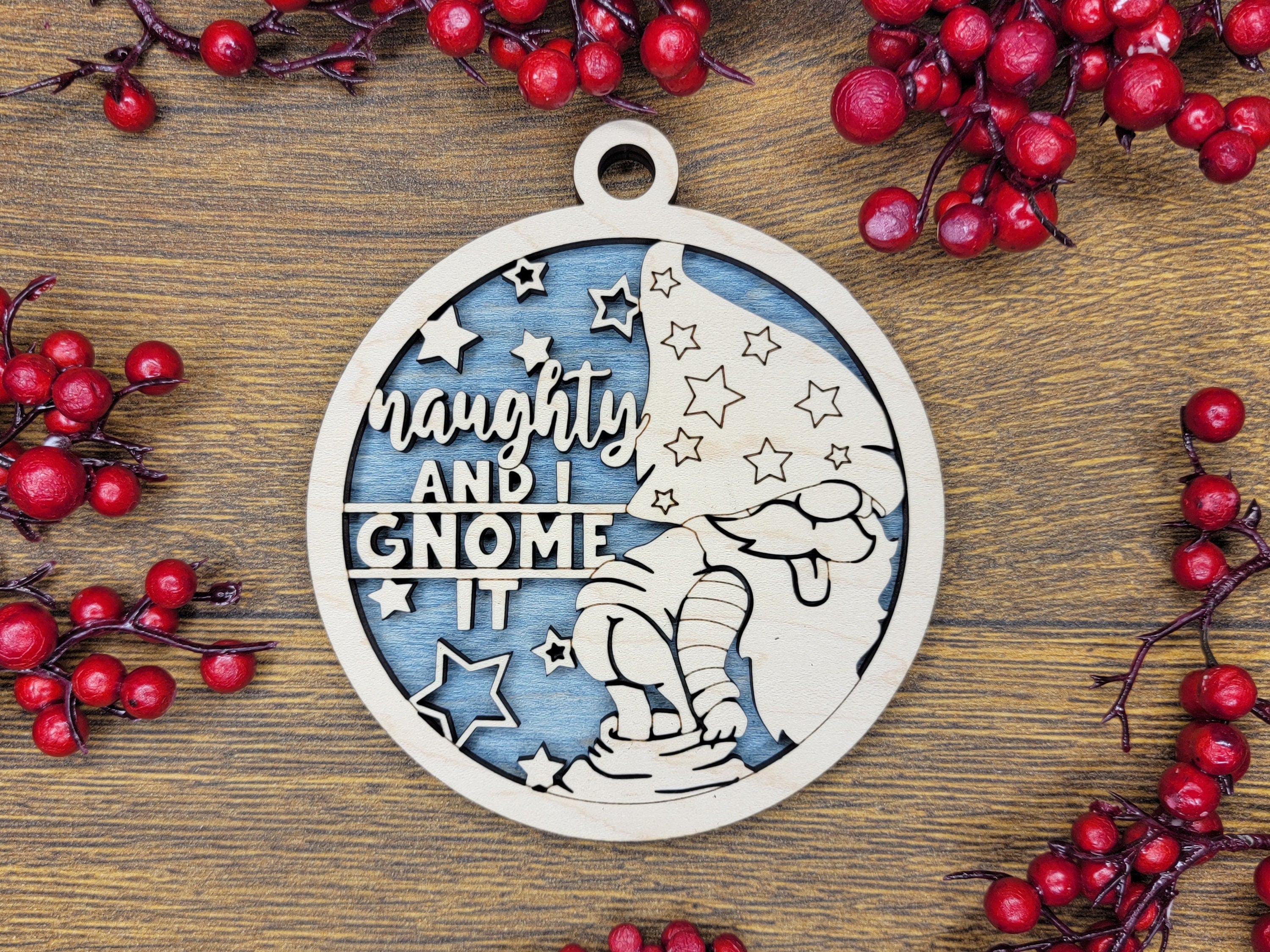 Ornament, Naughty Christmas, Holiday Decorations 4 Inch Laser Cut and Engraved Wooden, Let's Get Elfed Up. Let's Get Lit, Adult Christmas,