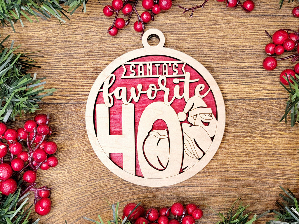 Ornament, Naughty Christmas, Holiday Decorations, 4 Inch Laser Cut and Engraved Wooden, Pole Dancer, Well Hung, Adult Christmas, Dirty Xmas