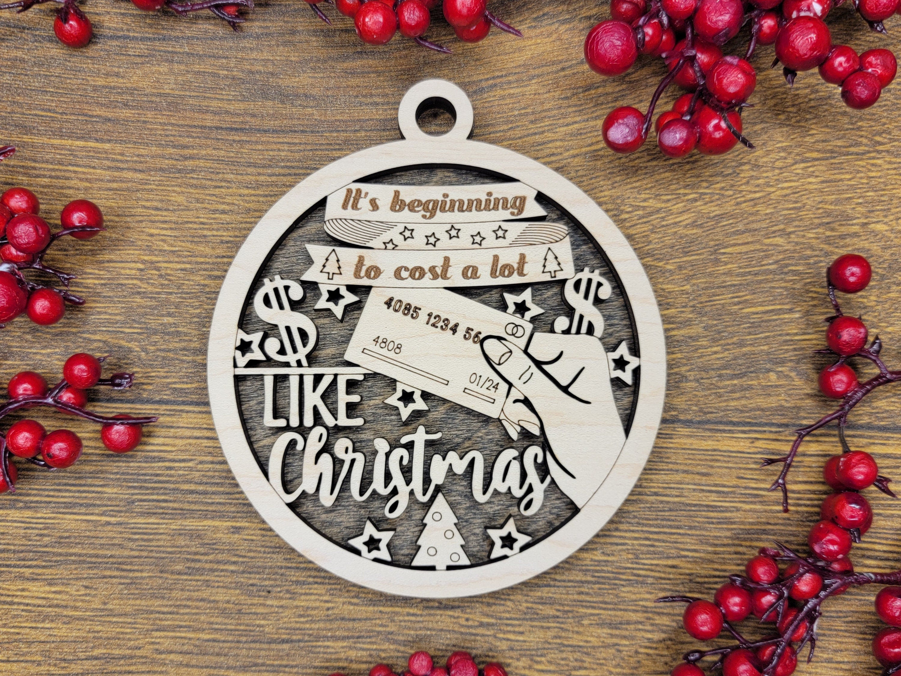 Ornament, Naughty Christmas, Holiday Decorations 4 Inch Laser Cut and Engraved Wooden, Let's Get Elfed Up. Let's Get Lit, Adult Christmas,