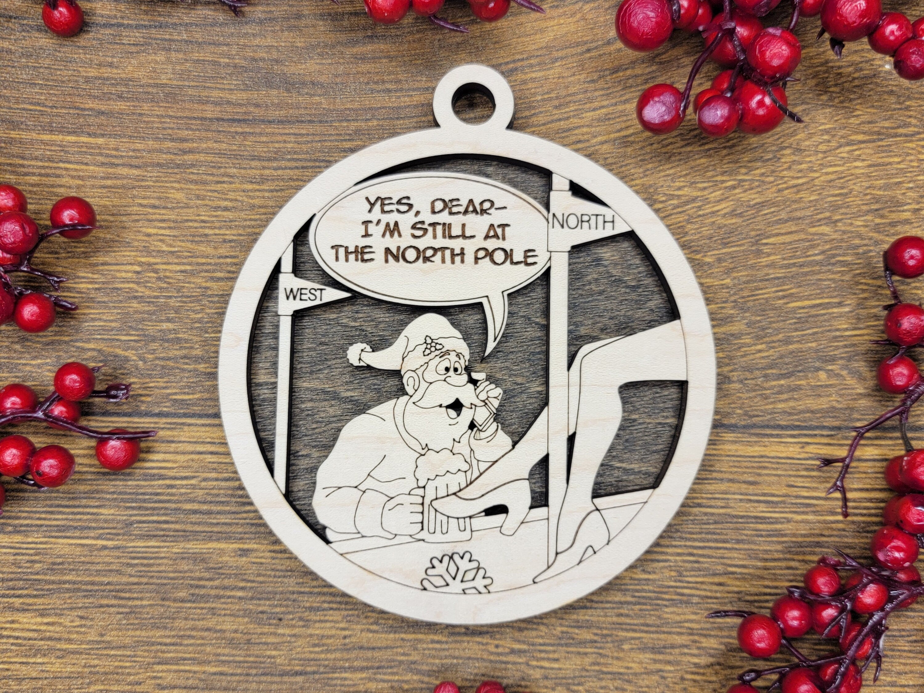 Ornament, Naughty Christmas, Holiday Decorations 4 Inch Laser Cut and Engraved Wooden, Let's Get Elfed Up. Let's Get Lit, Adult Christmas,