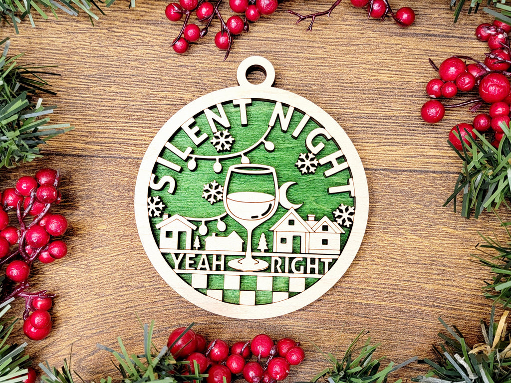 Ornament, Naughty Christmas, Holiday Decorations, 4 Inch Laser Cut and Engraved Wooden, Pole Dancer, Well Hung, Adult Christmas, Dirty Xmas