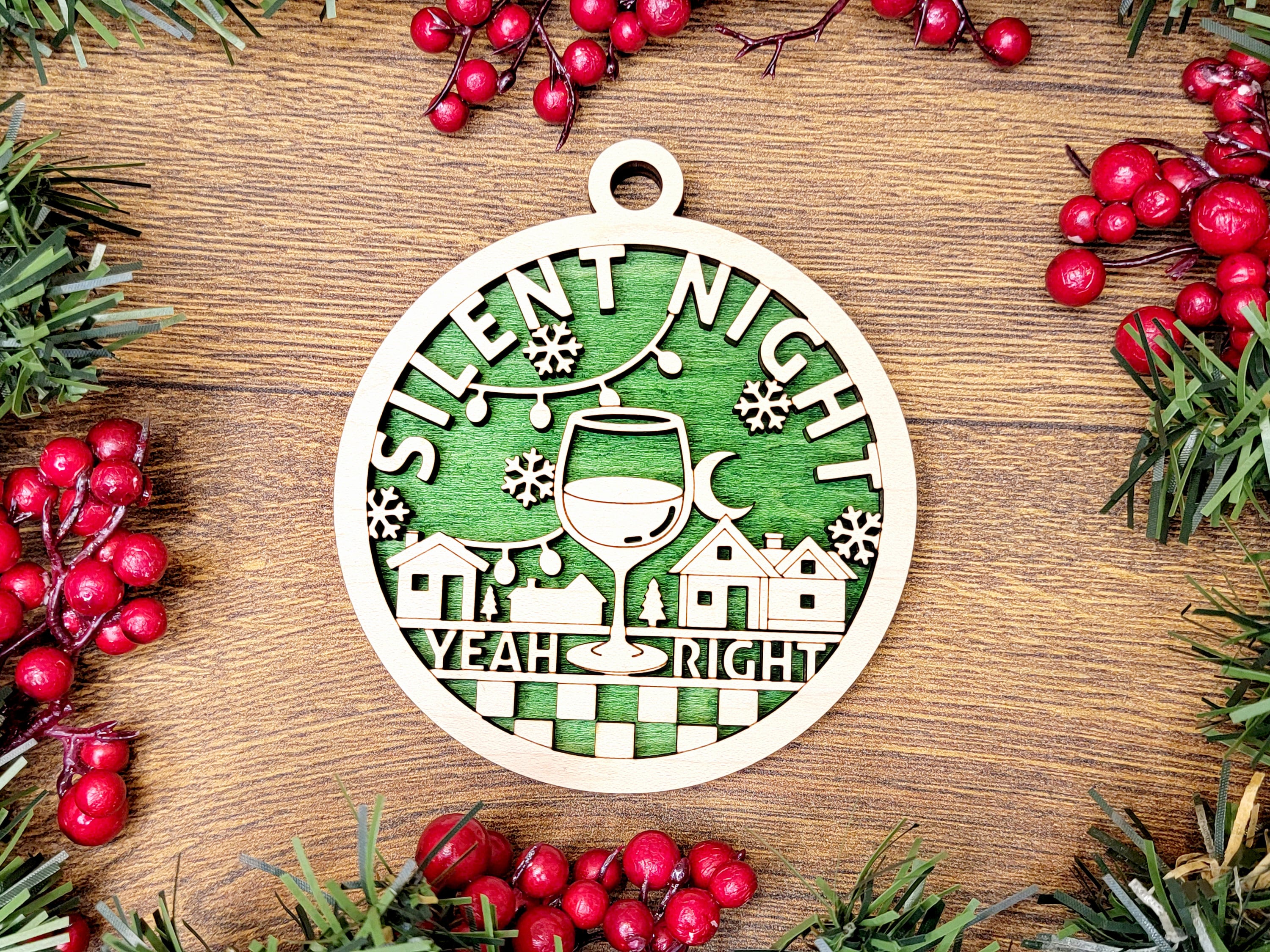 Ornament, Naughty Christmas, Holiday Decorations, 4 Inch Laser Cut and Engraved Wooden, Pole Dancer, Well Hung, Adult Christmas, Dirty Xmas