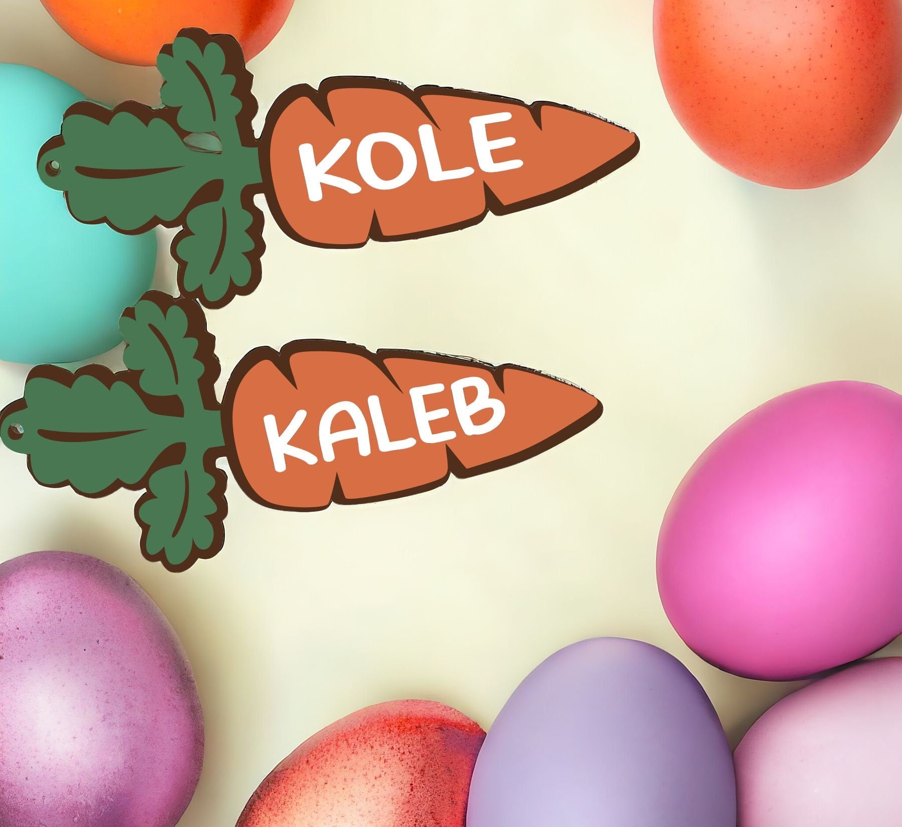 Personalized Carrot Easter Basket Tag: 3D Wooden Name Tag