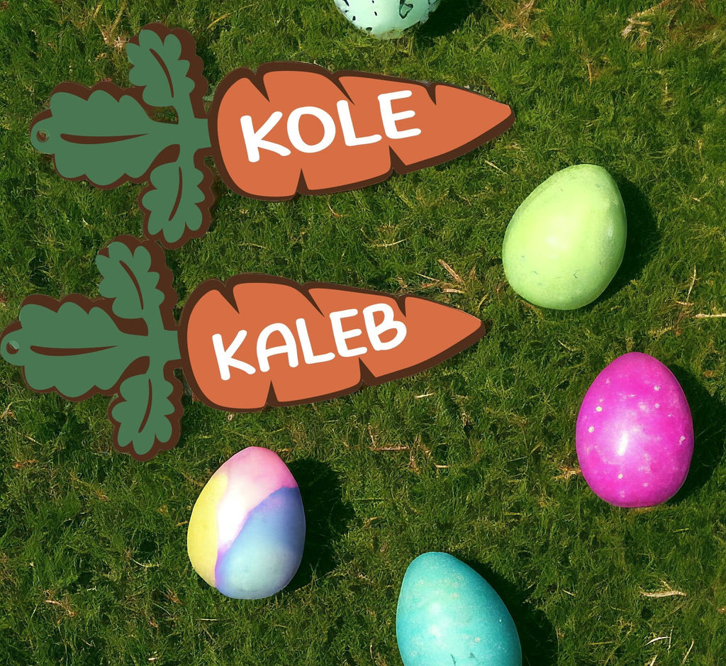 Personalized Carrot Easter Basket Tag: 3D Wooden Name Tag