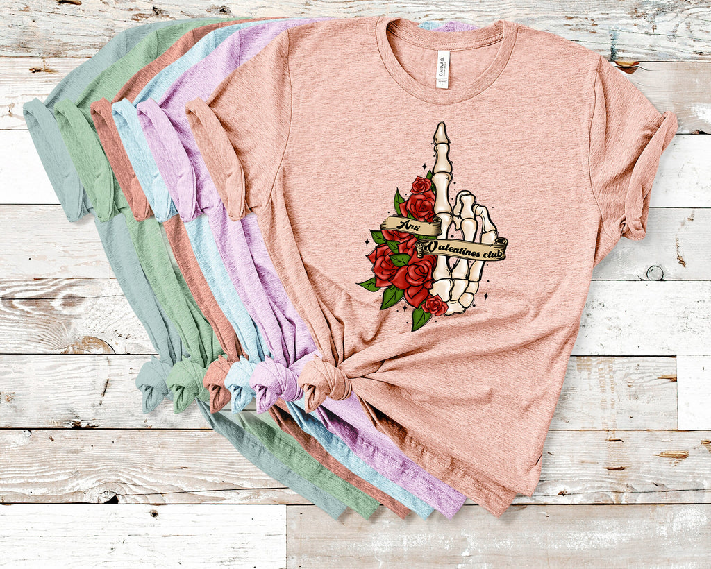 Skeleton Hand Anti-Valentine Club Shirt: Goth Flowers, Creepy Valentine