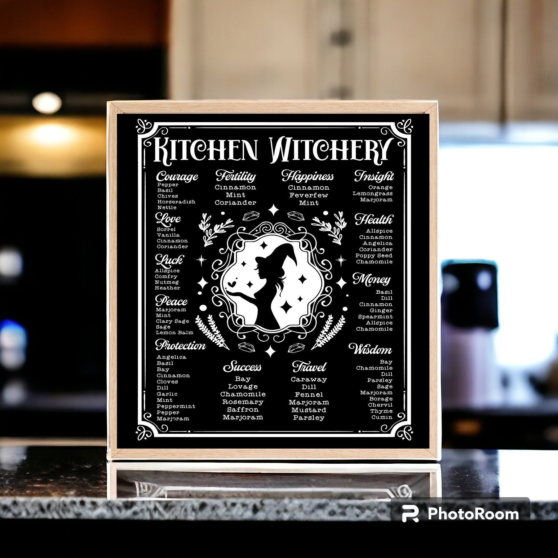 Kitchen Witchery Wood Sign: Herbal Magic Wall Decor