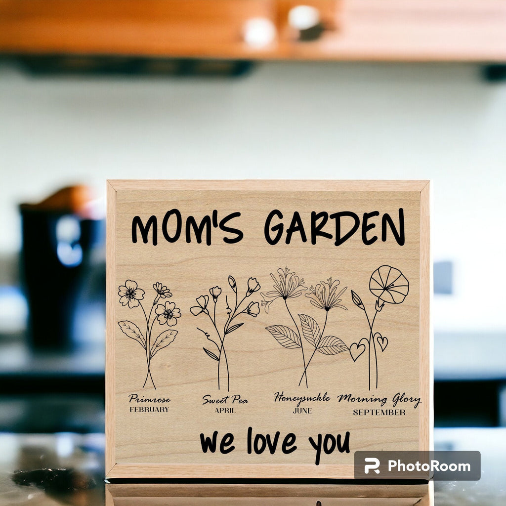 Personalized Birth Flower Wood Sign, Mother's Day Gift
