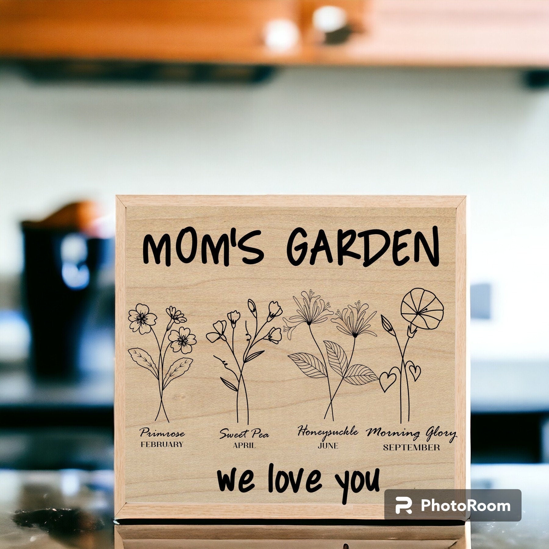 Personalized Birth Flower Wood Sign, Mother's Day Gift