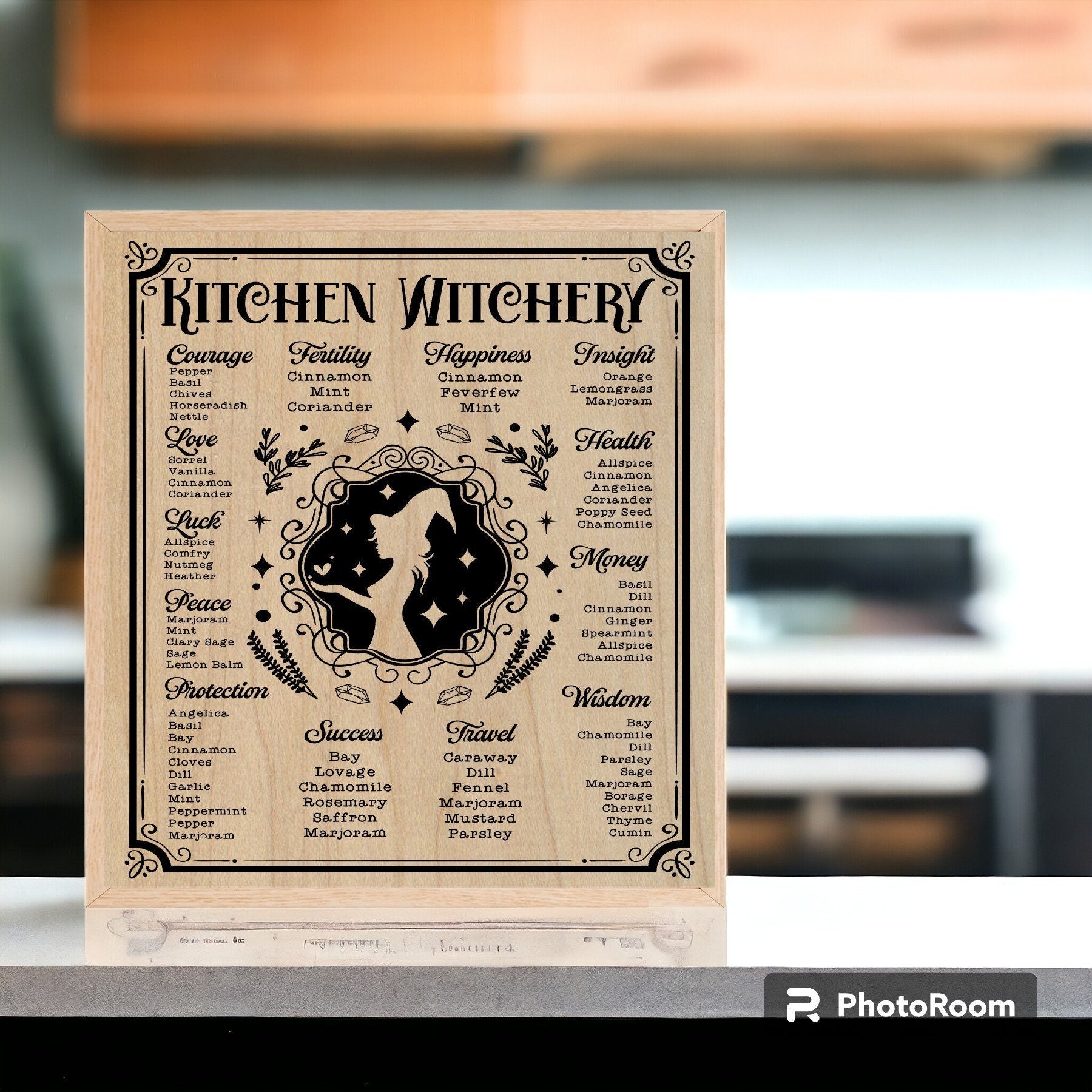 Kitchen Witchery Wood Sign: Herbal Magic Wall Decor