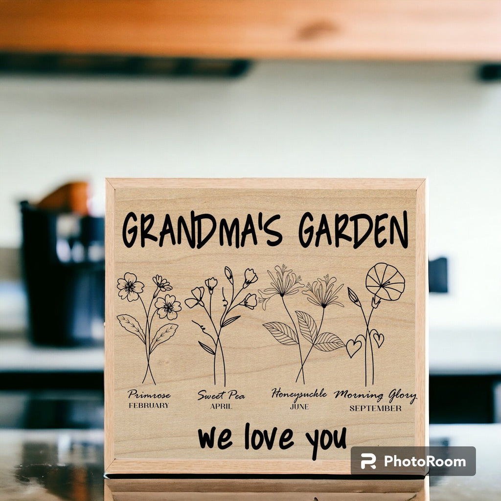 Personalized Birth Flower Wood Sign, Mother's Day Gift