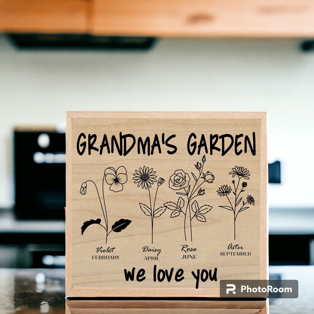 Personalized Birth Flower Wood Sign, Mother's Day Gift