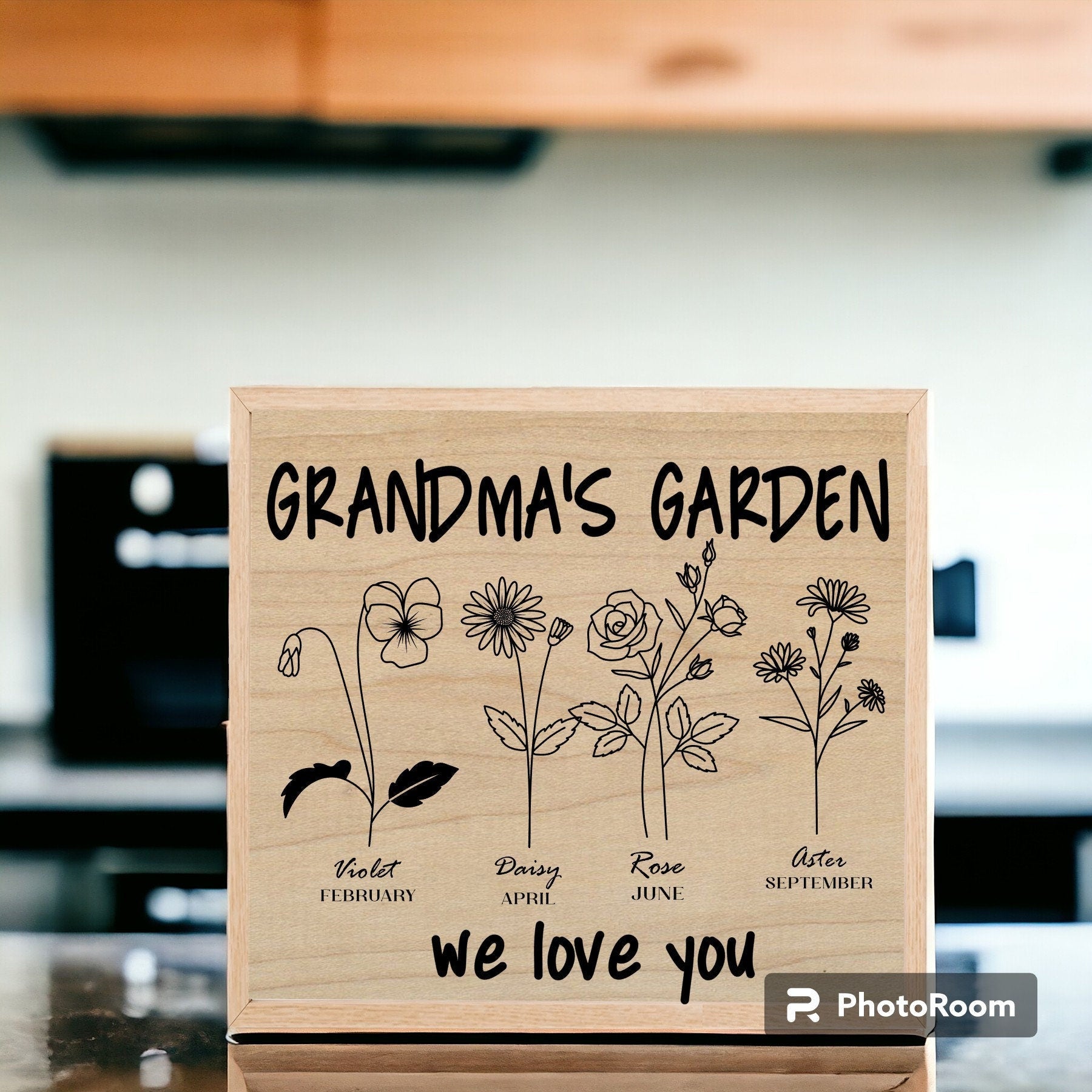 Personalized Birth Flower Wood Sign, Mother's Day Gift