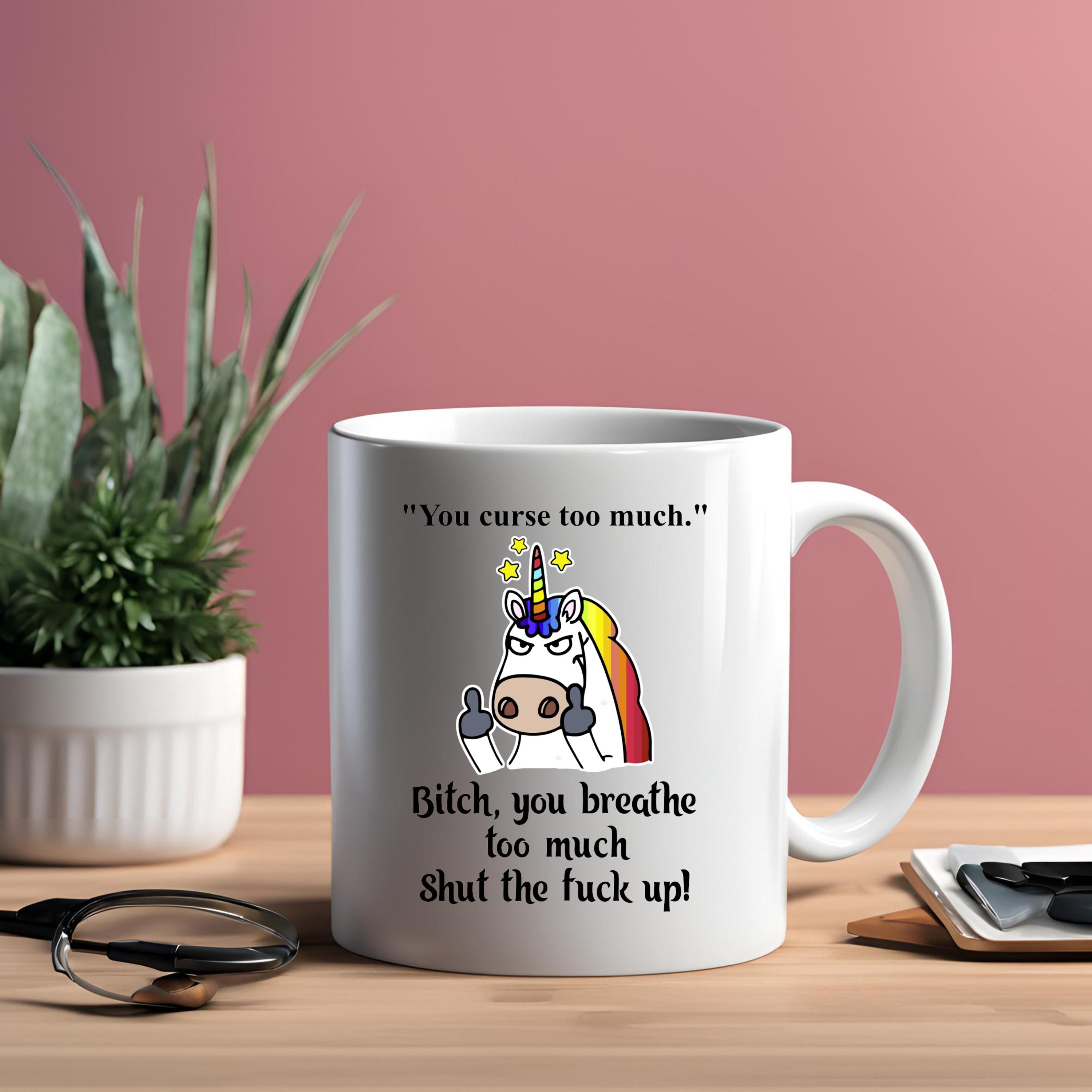 Sarcastic Unicorn Mug: Flipping Off, Rude Humor, Snarky Gift