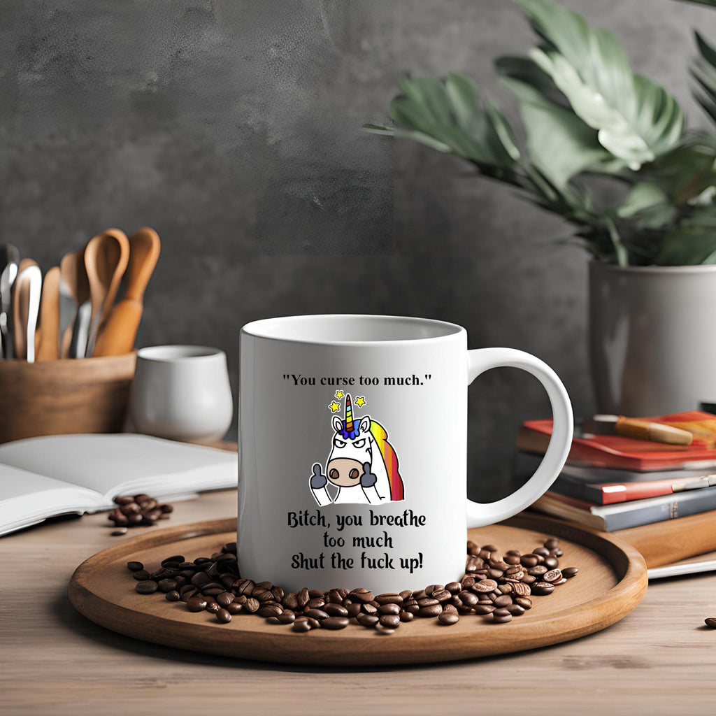 Sarcastic Unicorn Mug: Flipping Off, Rude Humor, Snarky Gift