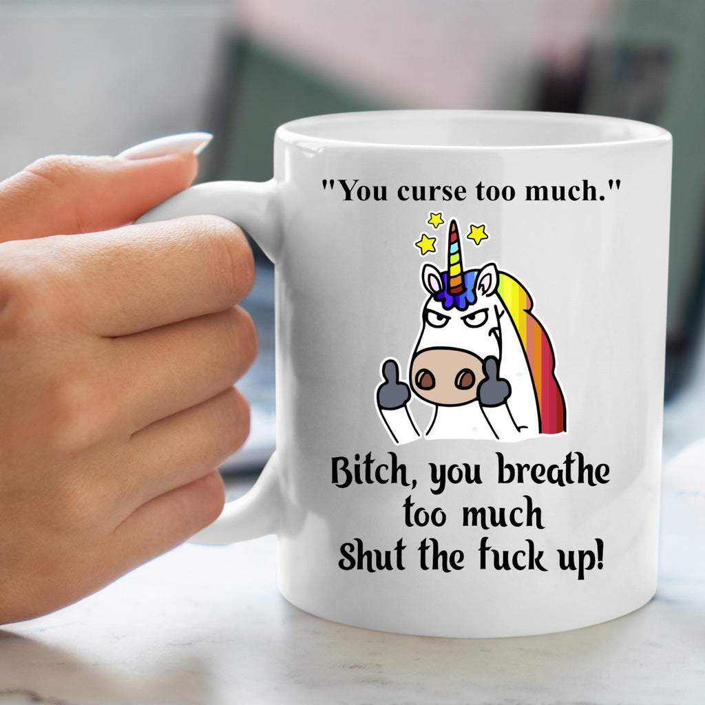 Sarcastic Unicorn Mug: Flipping Off, Rude Humor, Snarky Gift