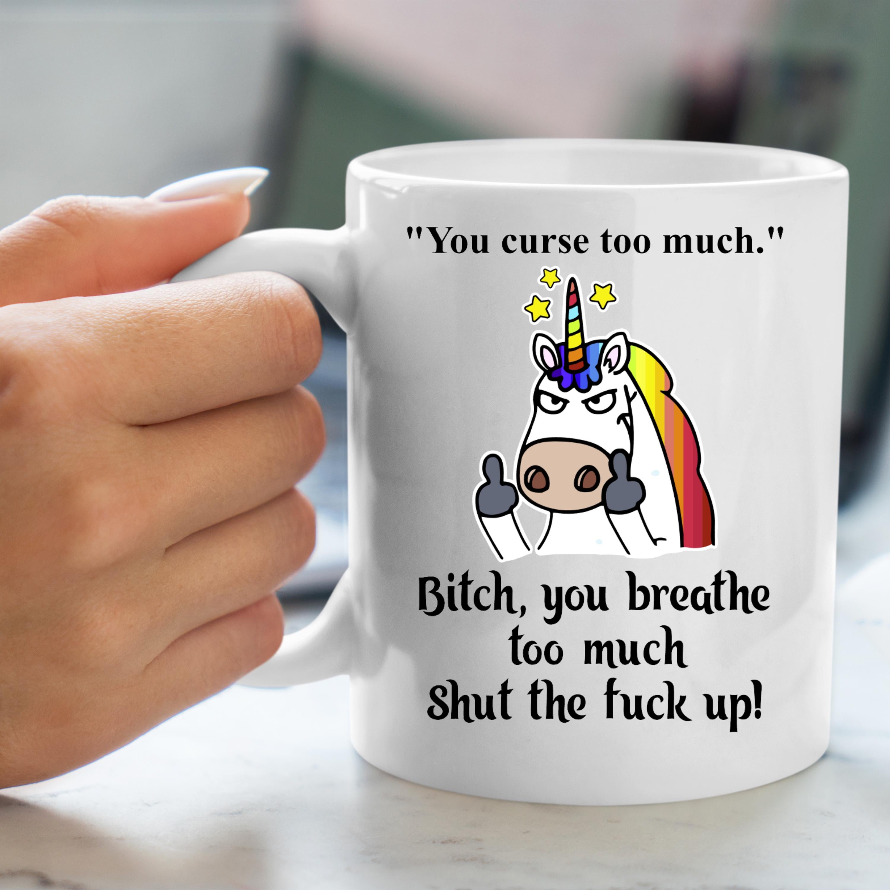 Sarcastic Unicorn Mug: Flipping Off, Rude Humor, Snarky Gift