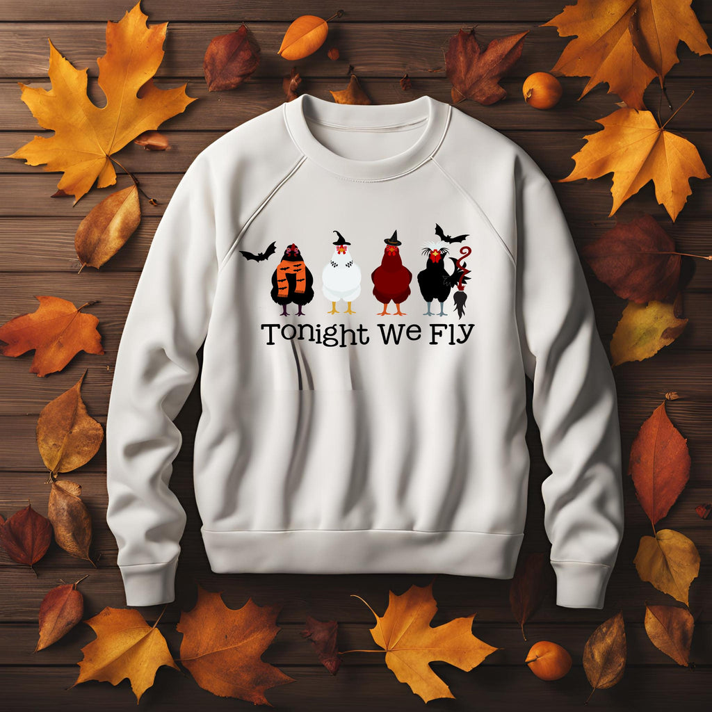 Witch Chickens Halloween Sweatshirt: Bella Canvas Fall Crewneck