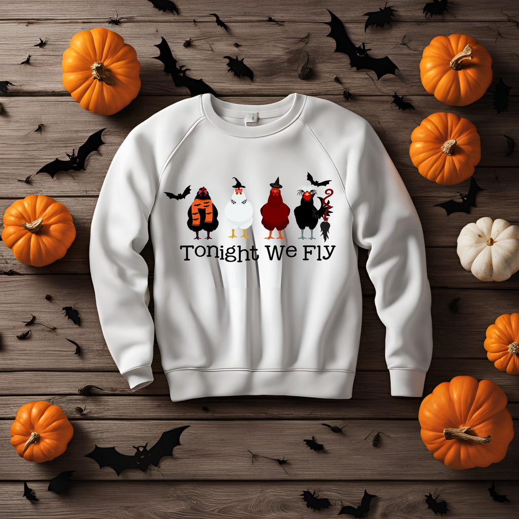 Witch Chickens Halloween Sweatshirt: Bella Canvas Fall Crewneck