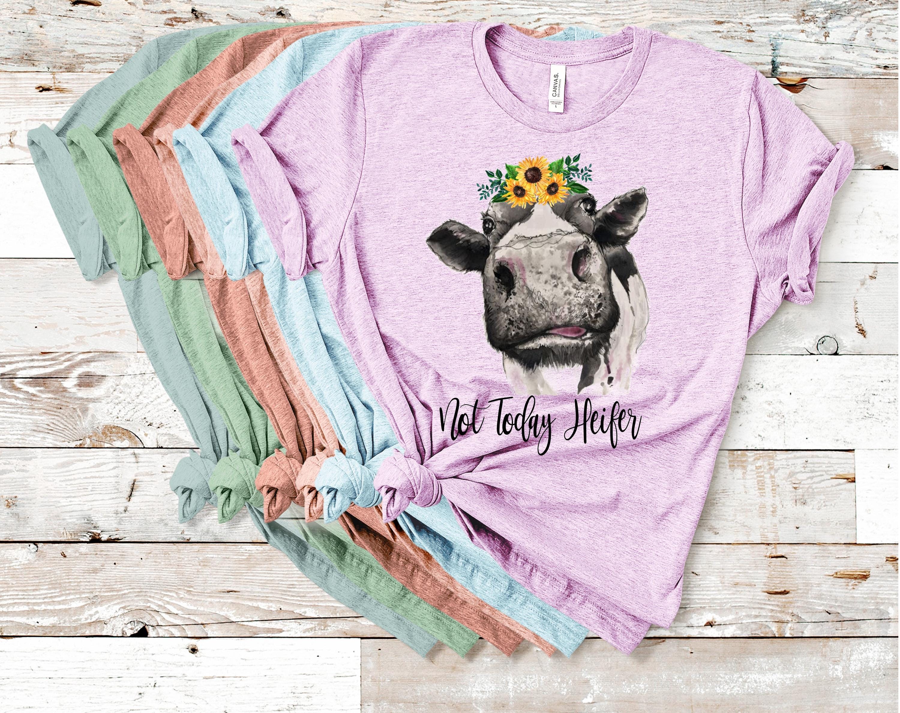 Not Today Heifer T-Shirt: Funny Cow with Sunflower, Sassy Graphic Tee
