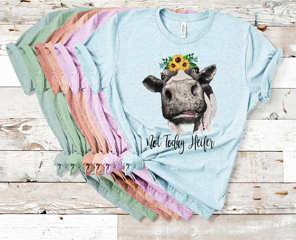 Not Today Heifer T-Shirt: Funny Cow with Sunflower, Sassy Graphic Tee