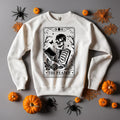 The Reader Tarot Card Sweatshirt: Gothic Skeleton Book Lover Crewneck