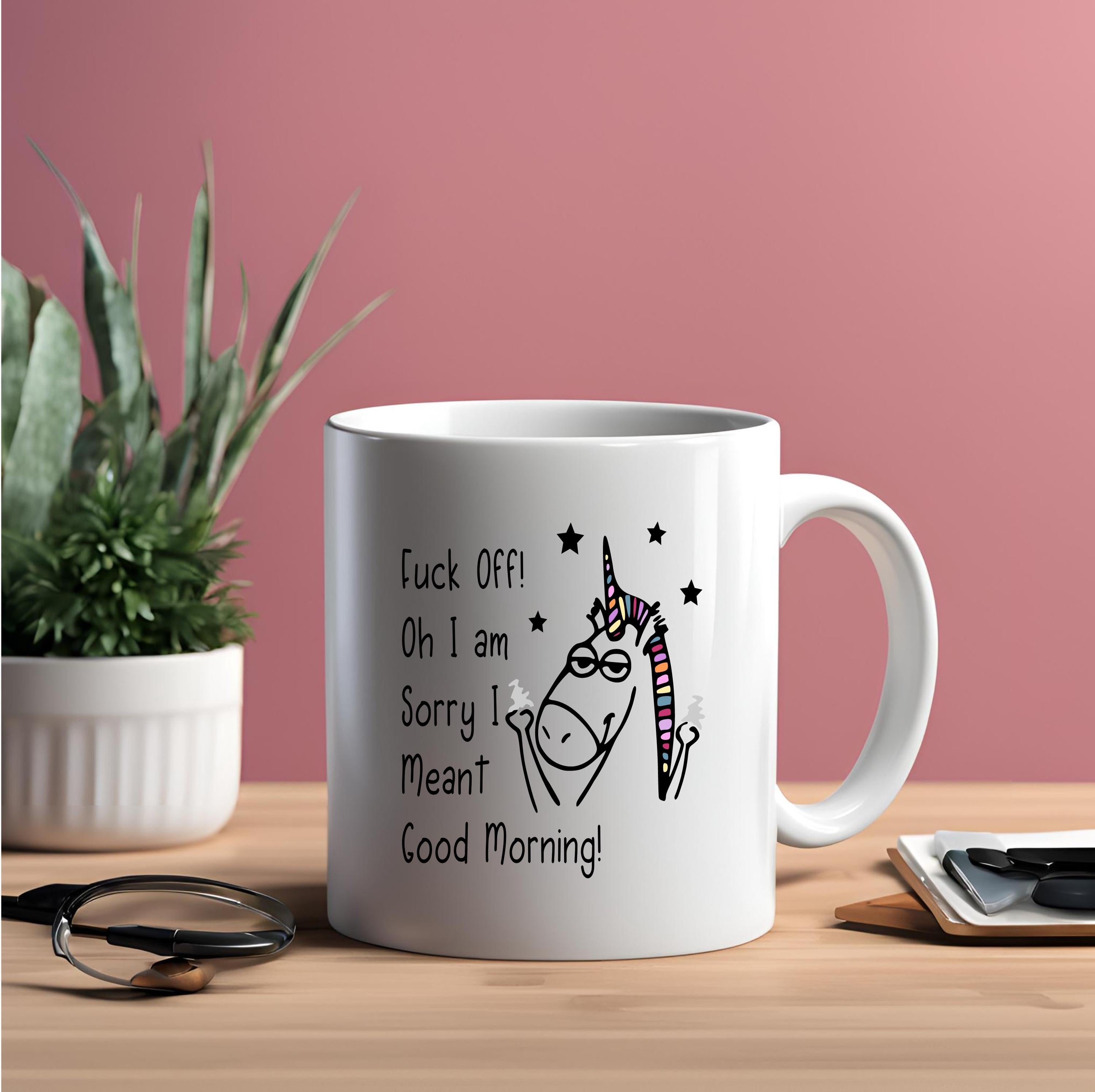 Funny Unicorn Coffee Mug: Sarcastic Morning Gift, 15 oz Ceramic