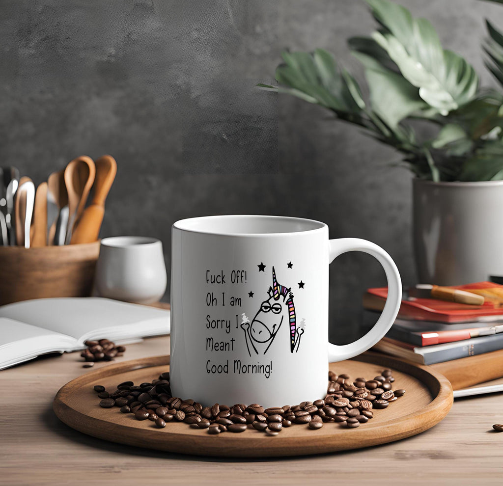 Funny Unicorn Coffee Mug: Sarcastic Morning Gift, 15 oz Ceramic